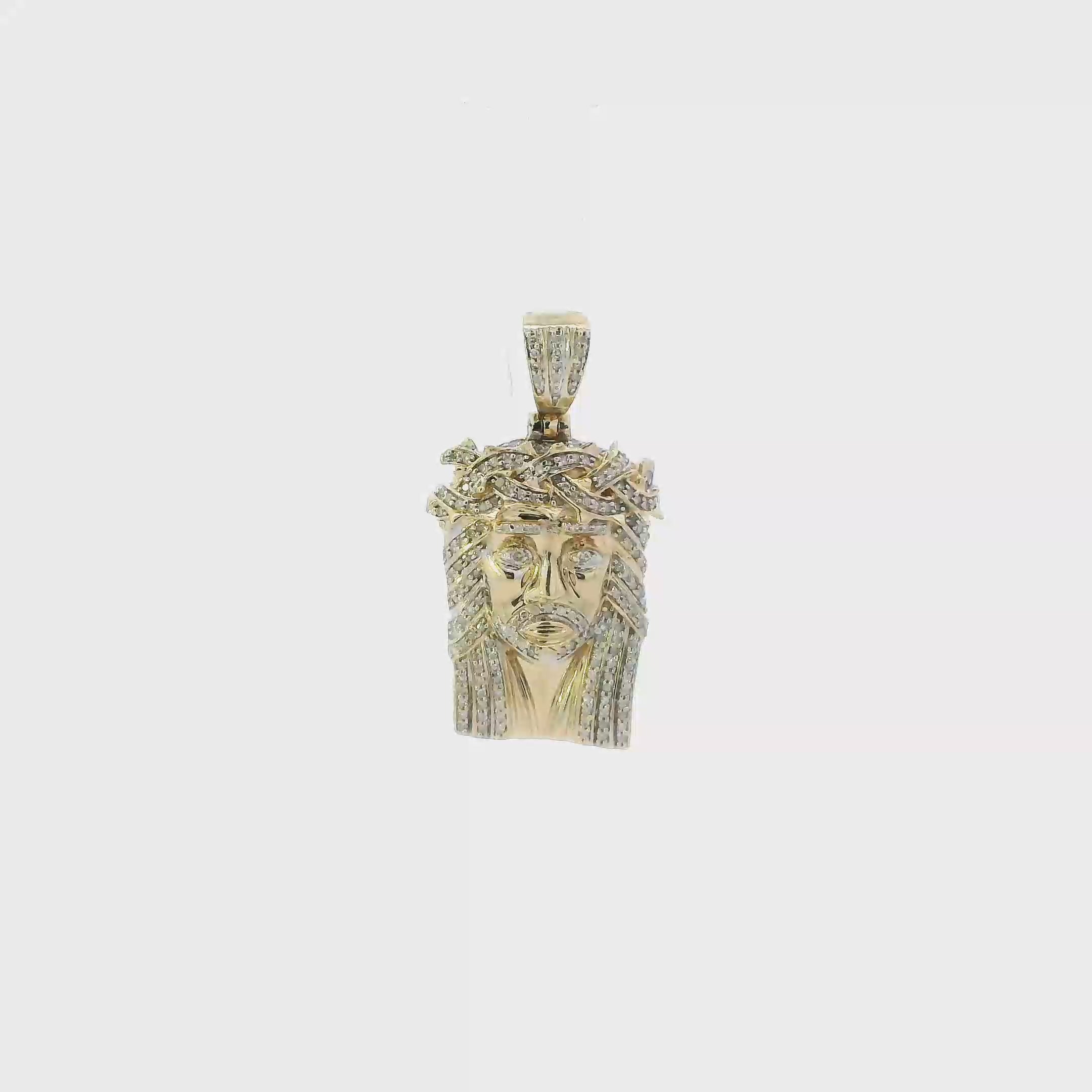 10K Yellow Gold Diamond Jesus Face Pendant - 0.23ct