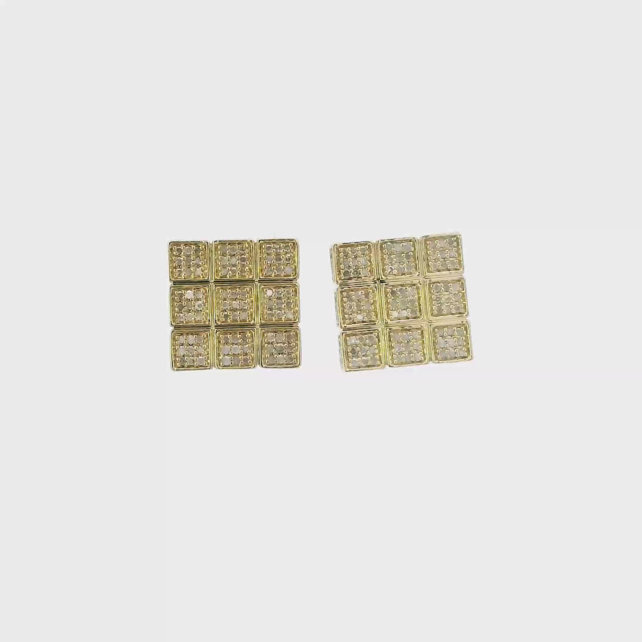 10K Yellow Gold Square Screw Back Earrings
