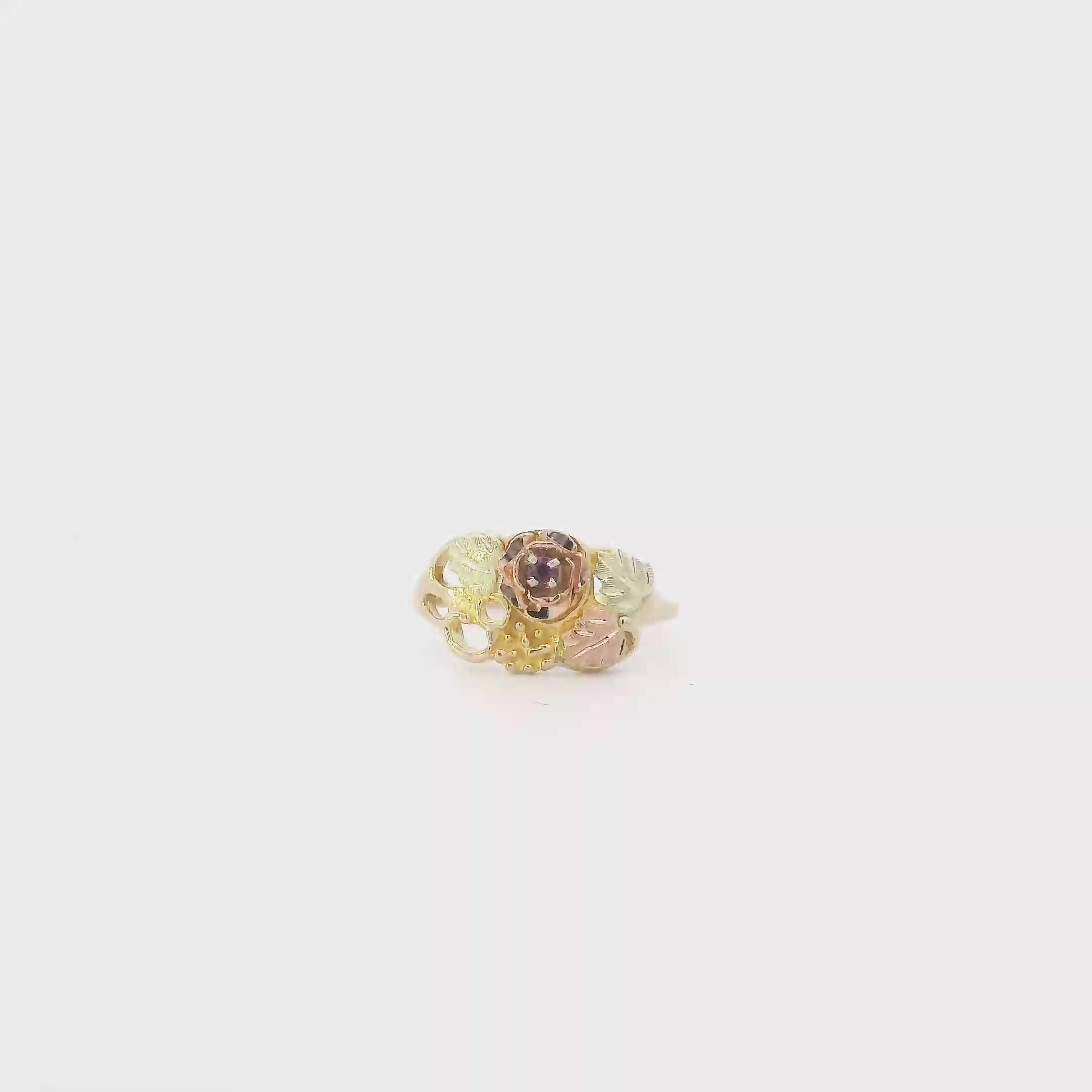 10K Tri Color Gold Ruby Grapevine Womens Ring