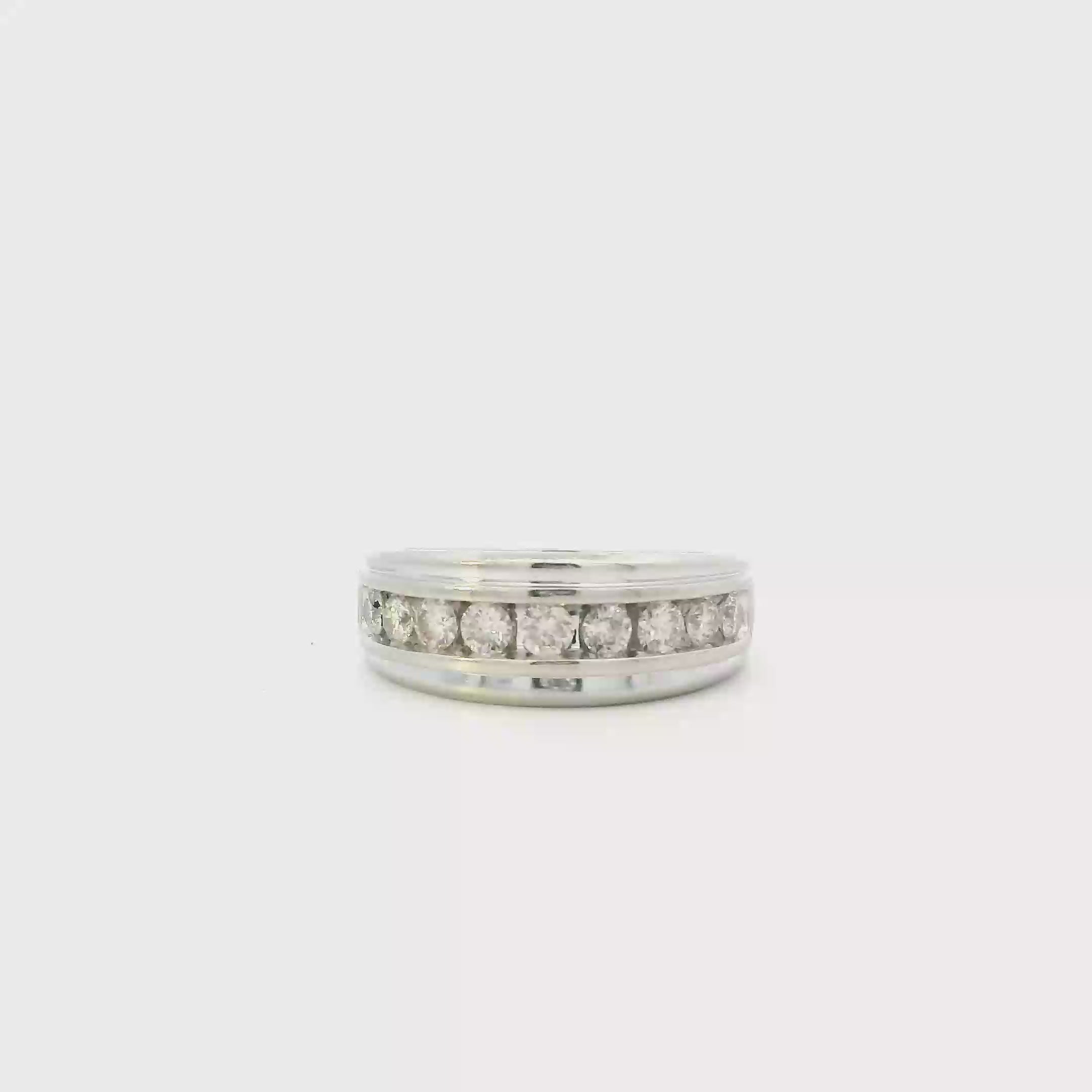 10K White Gold Diamond Mens Ring - 1.00ct