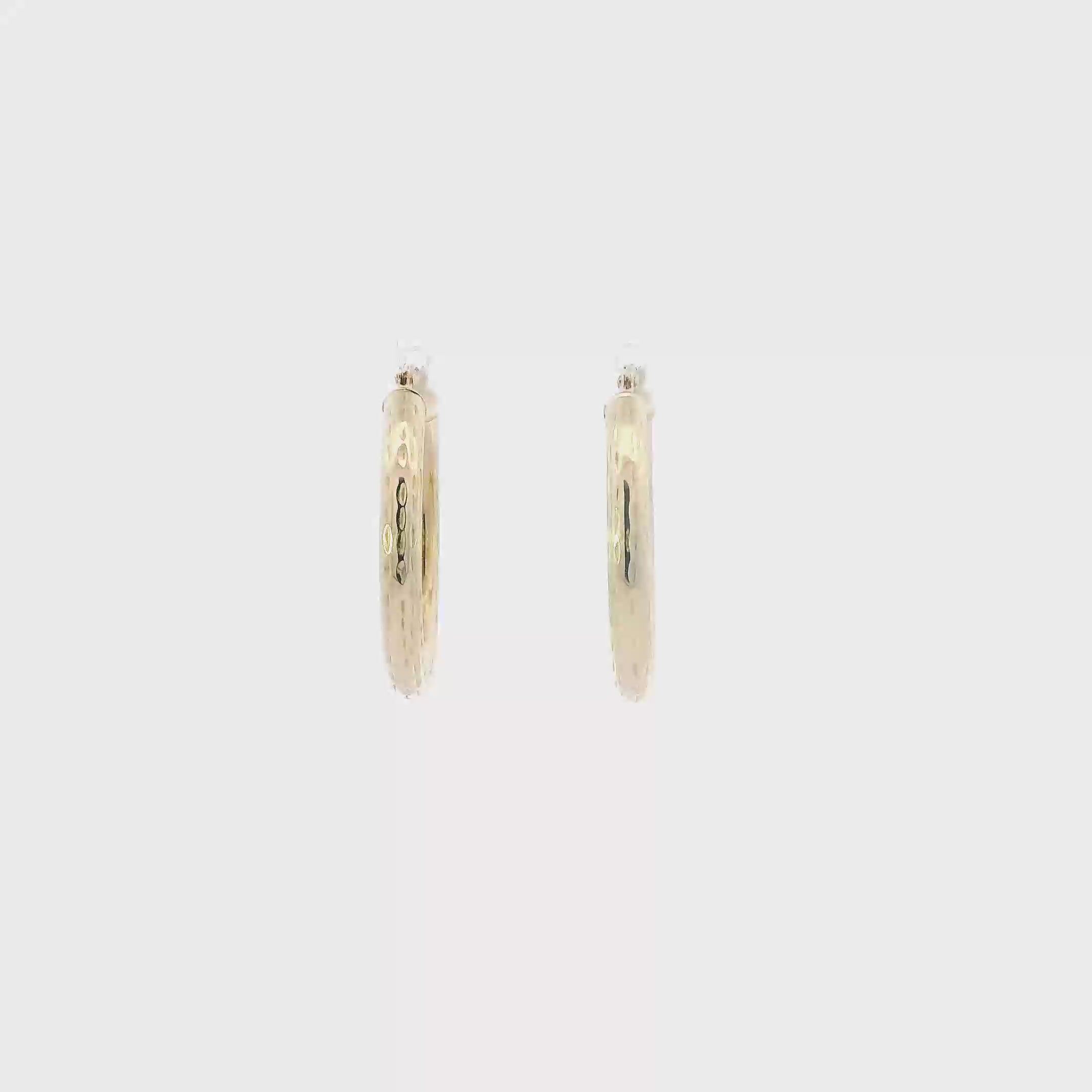 10K Yellow Gold Diamond Cut Hoop Earrings