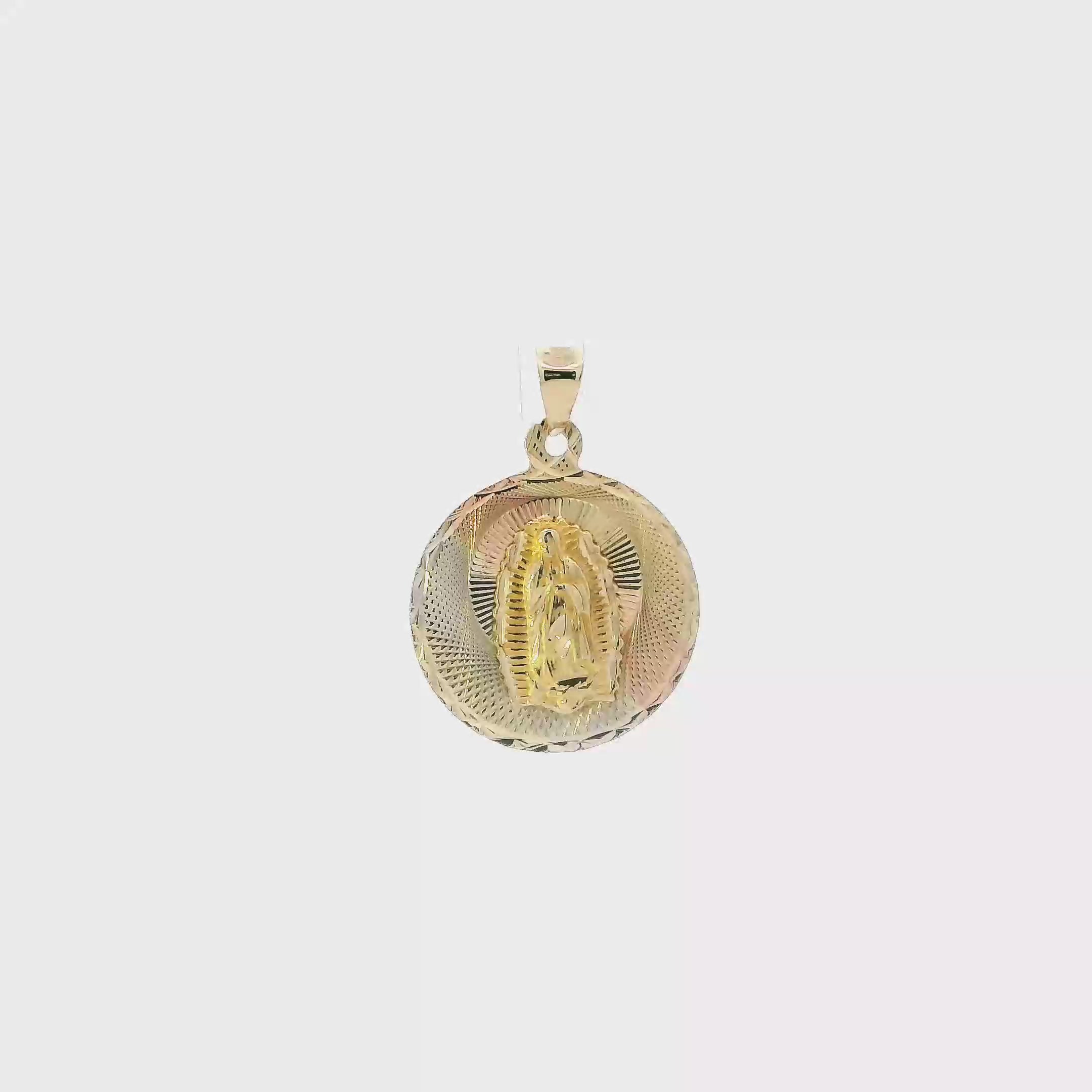 14K Tri Color Gold Diamond Religious Pendant