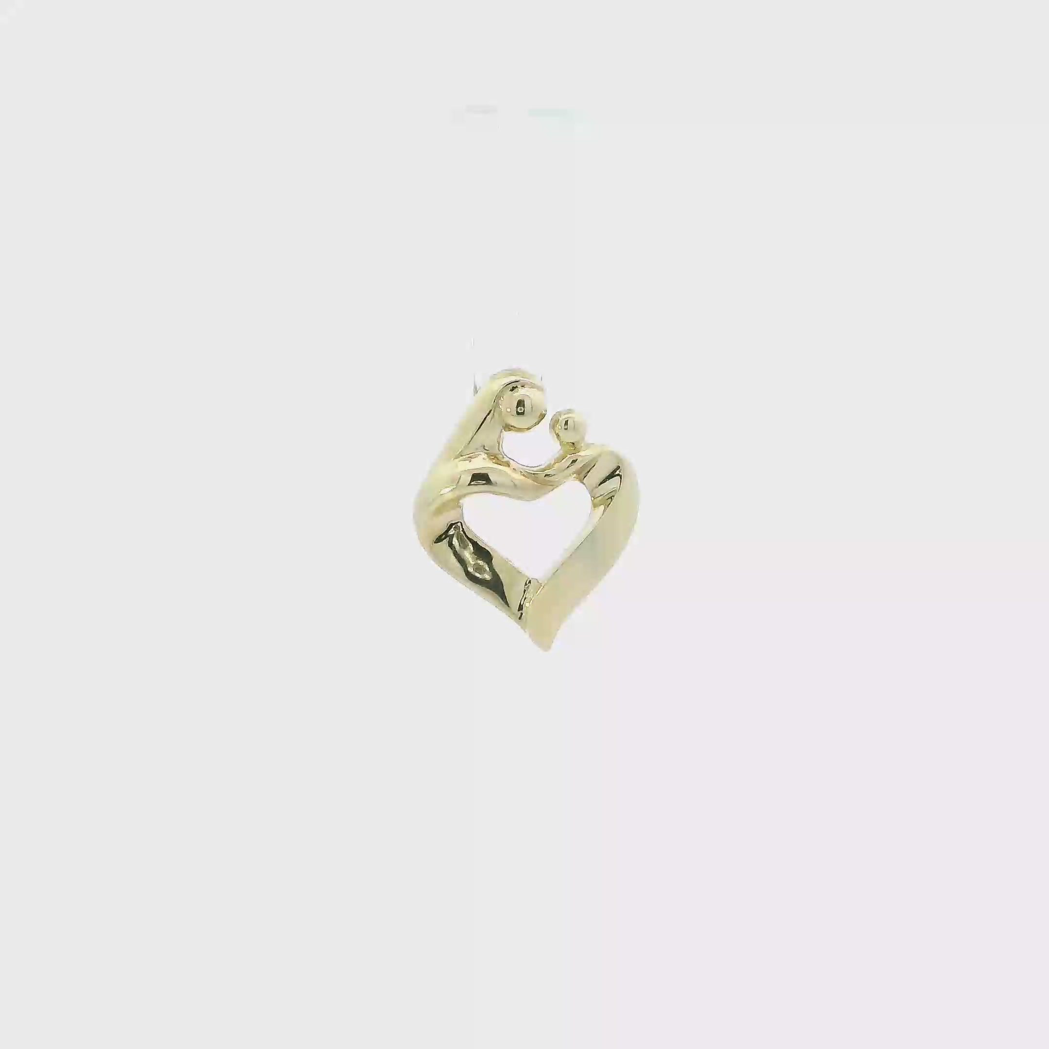 10K Yellow Gold Mother & Child Heart Pendant