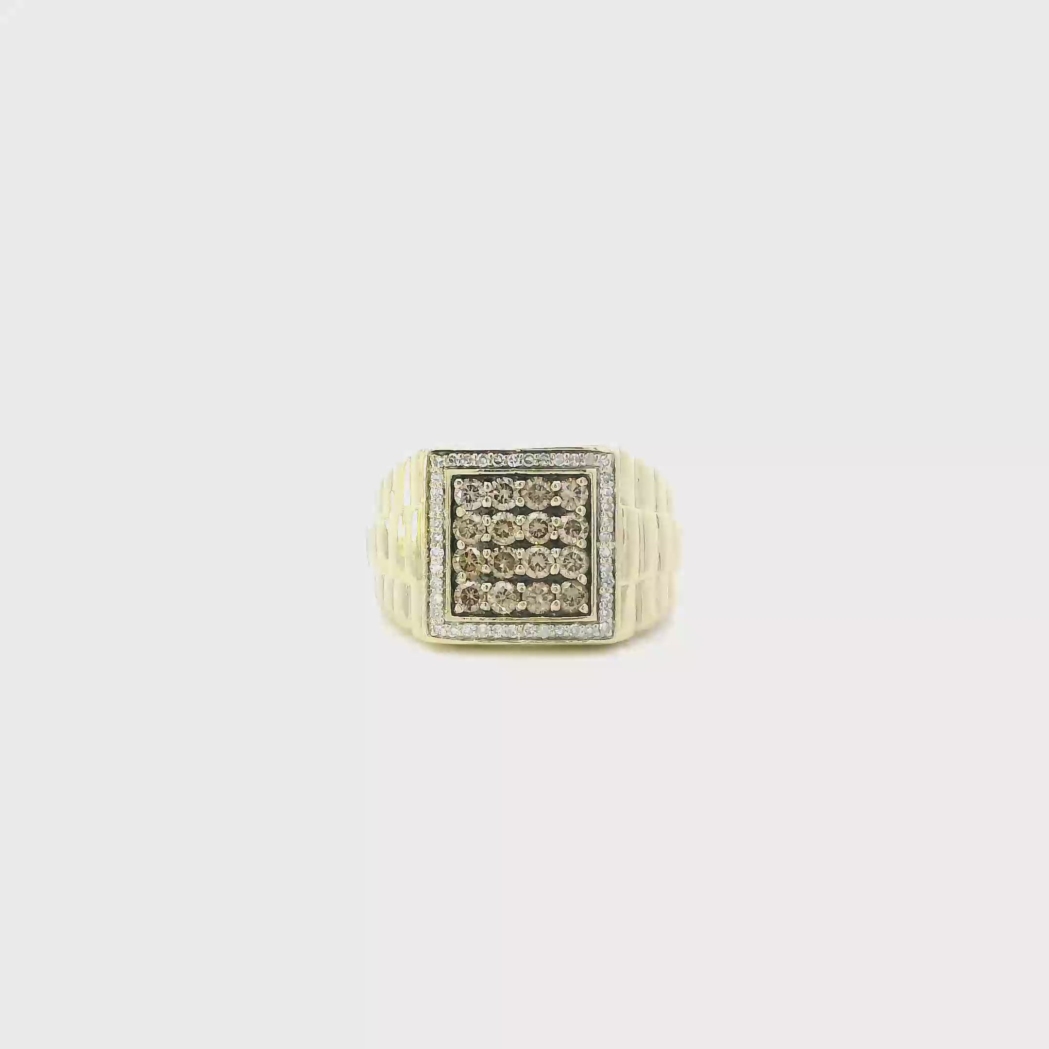10K Yellow Gold Diamond Rolex Ring Mens Ring - 0.83ct