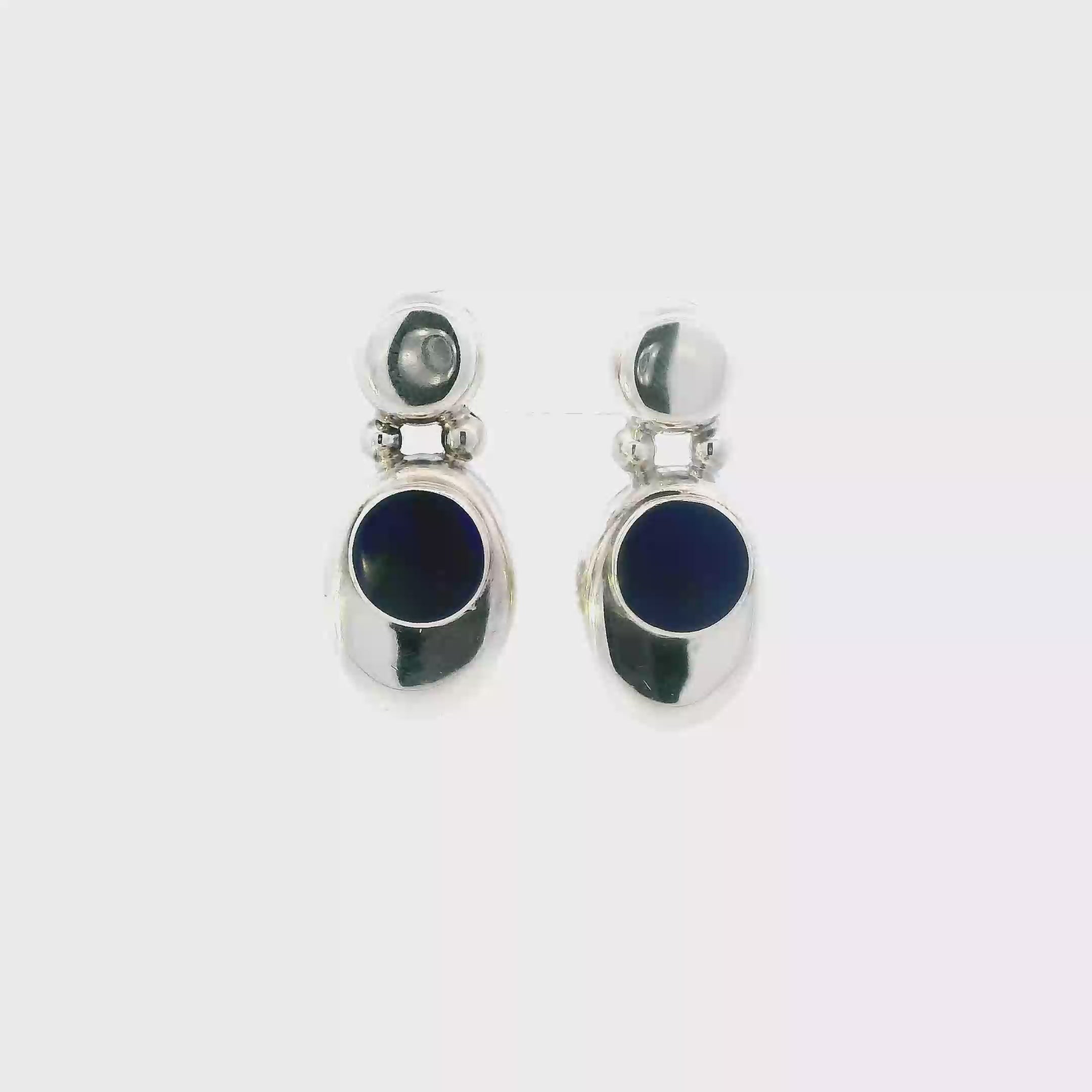 Vintage Sterling Silver Drop Lapis Earrings