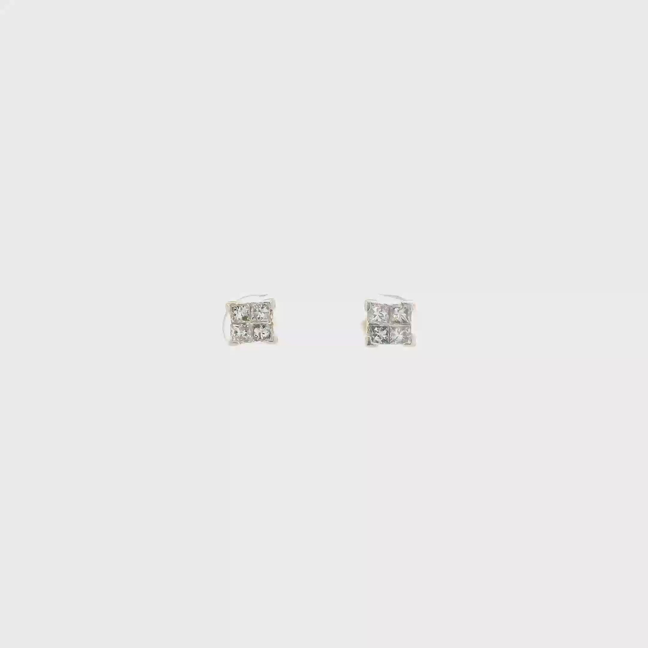 14K Yellow Gold Diamonds Stud Earrings - 0.80ct