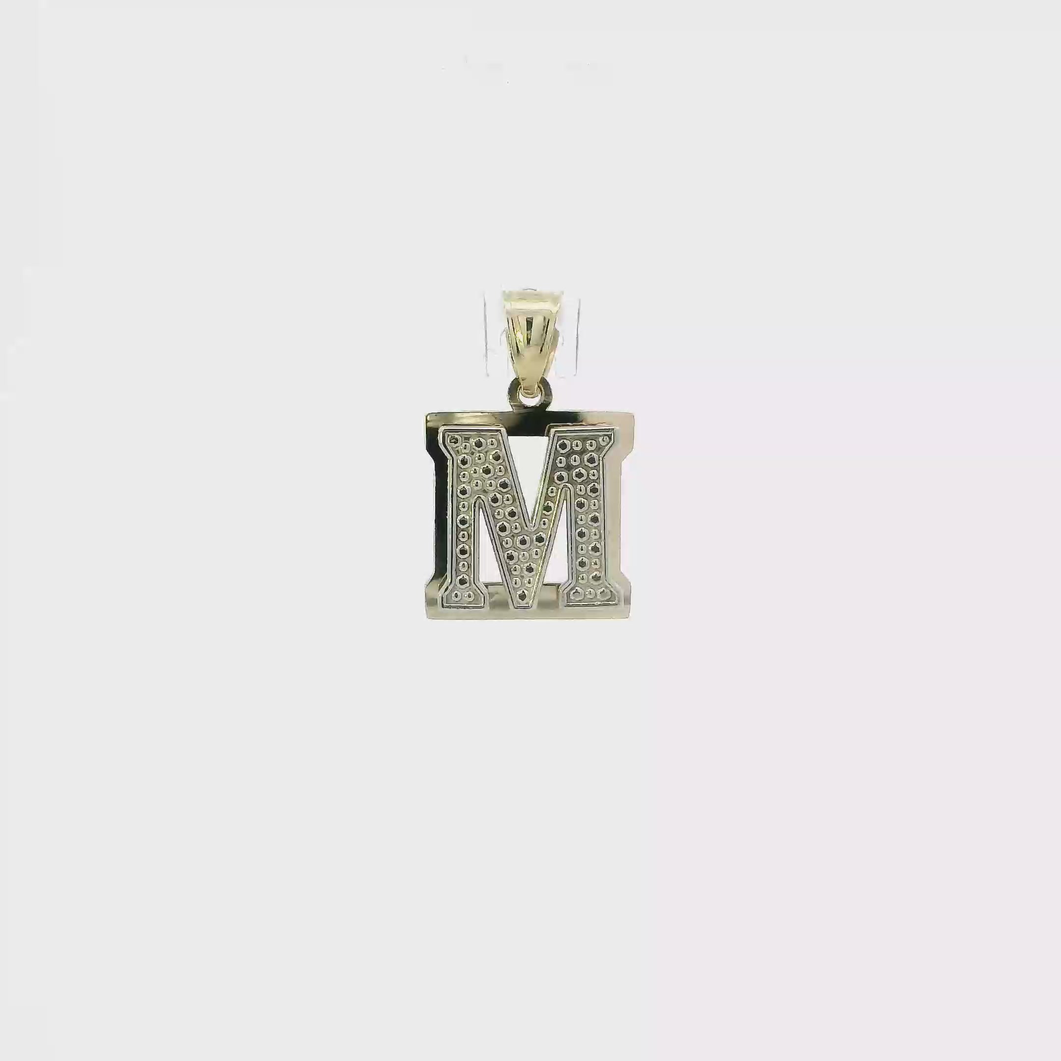 10K Yellow & White Gold Diamond Cut Letter 
