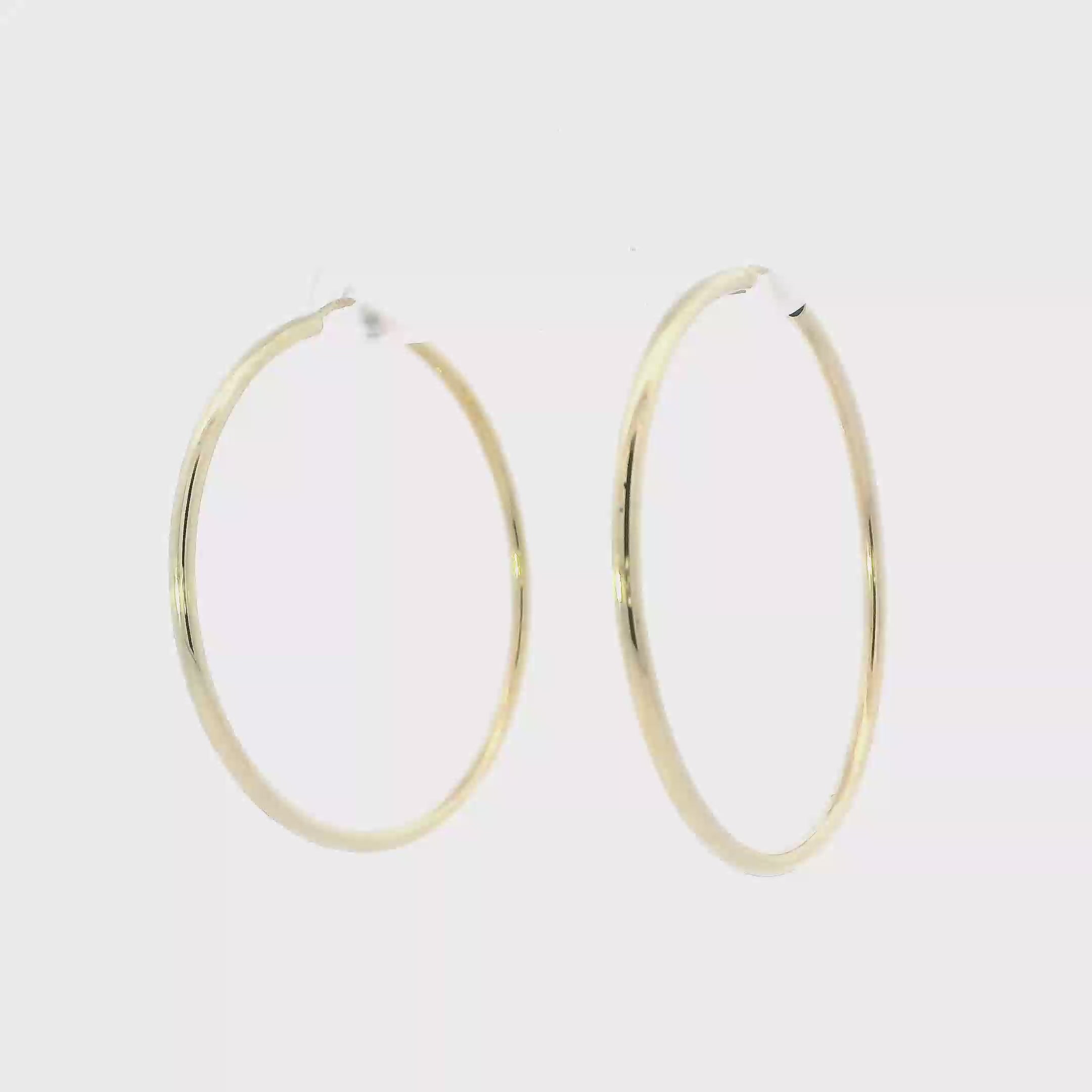 14K Yellow Gold Tube Hoop Earrings