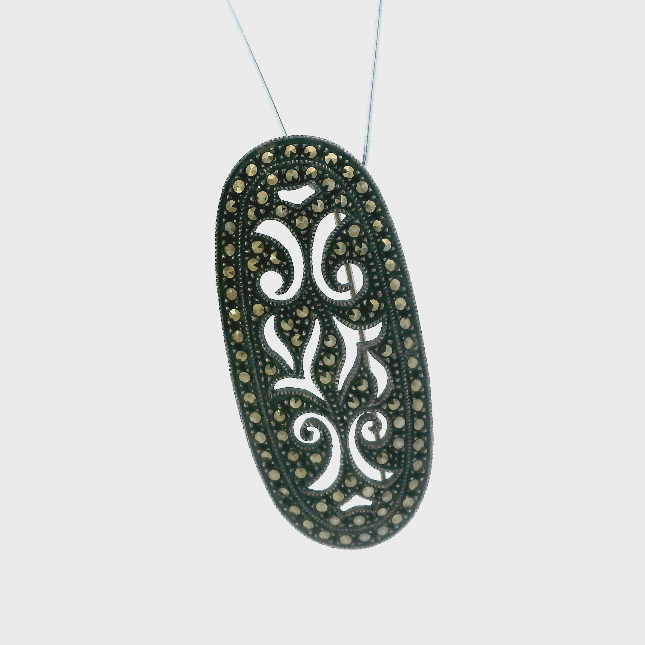 Sterling Silver Marcasite Vintage Wings Pendant