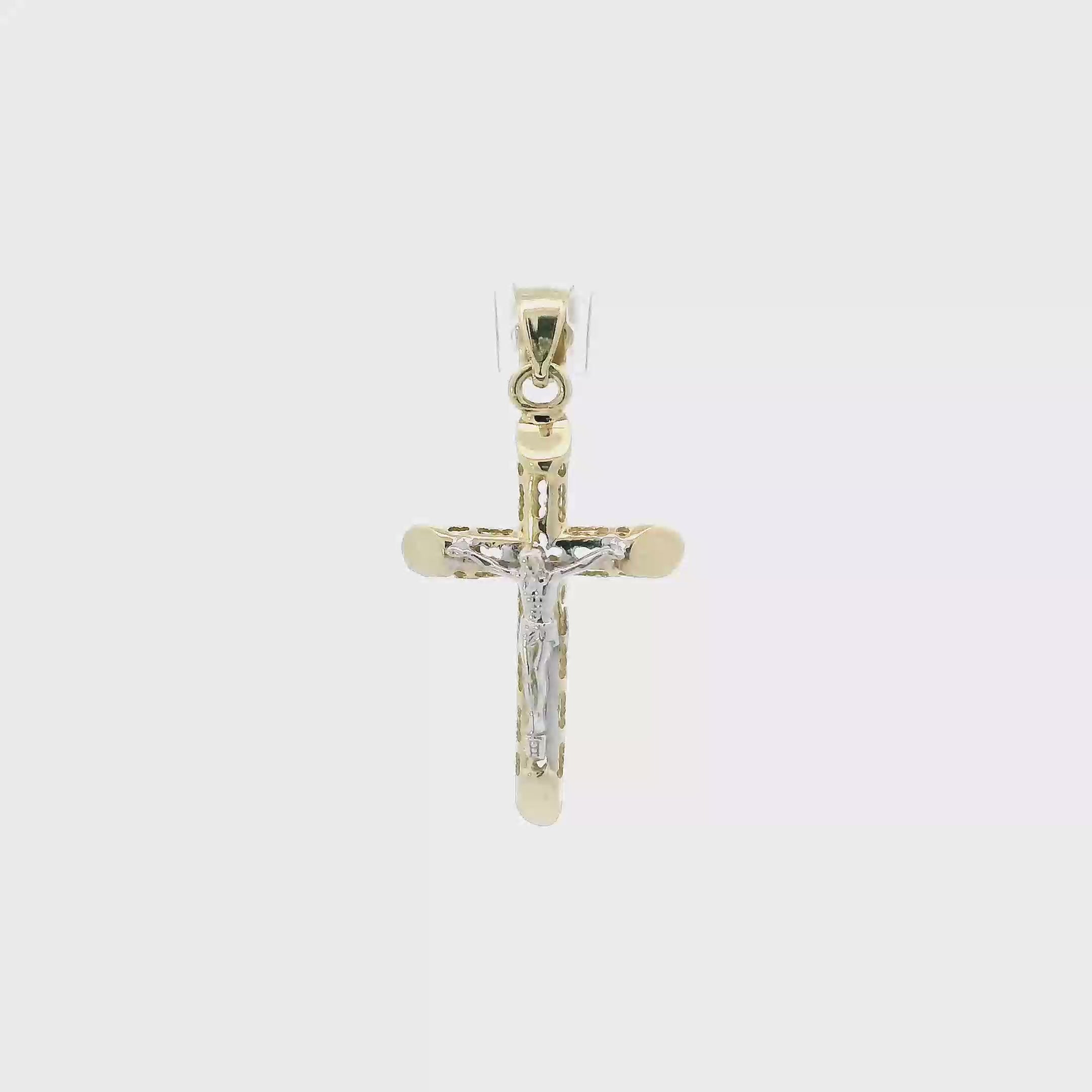 10K Yellow & White Gold Hollow Crucifix Pendant