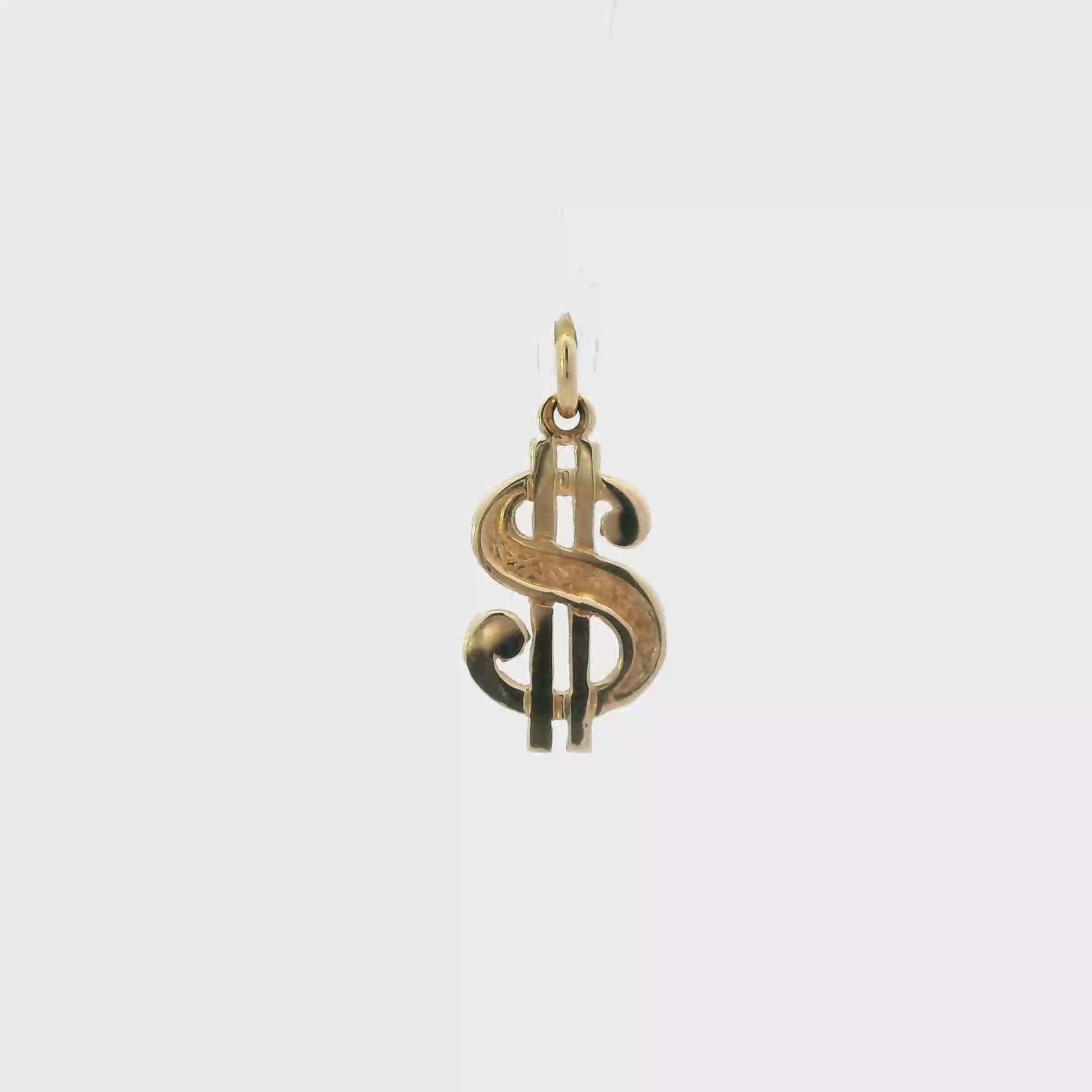 14K Yellow Gold Dollar Sign Pendant