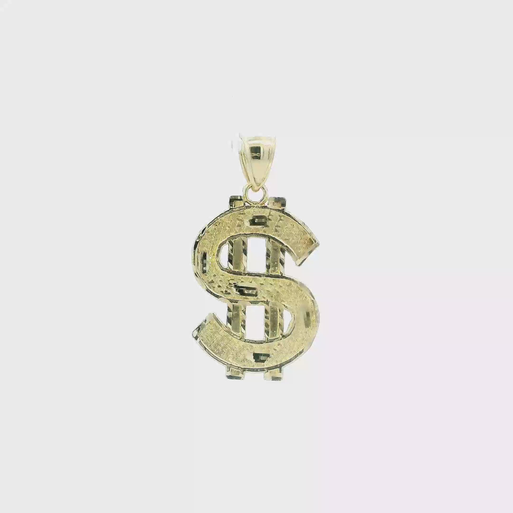 10K Yellow Gold Diamond Cut Money Pendant