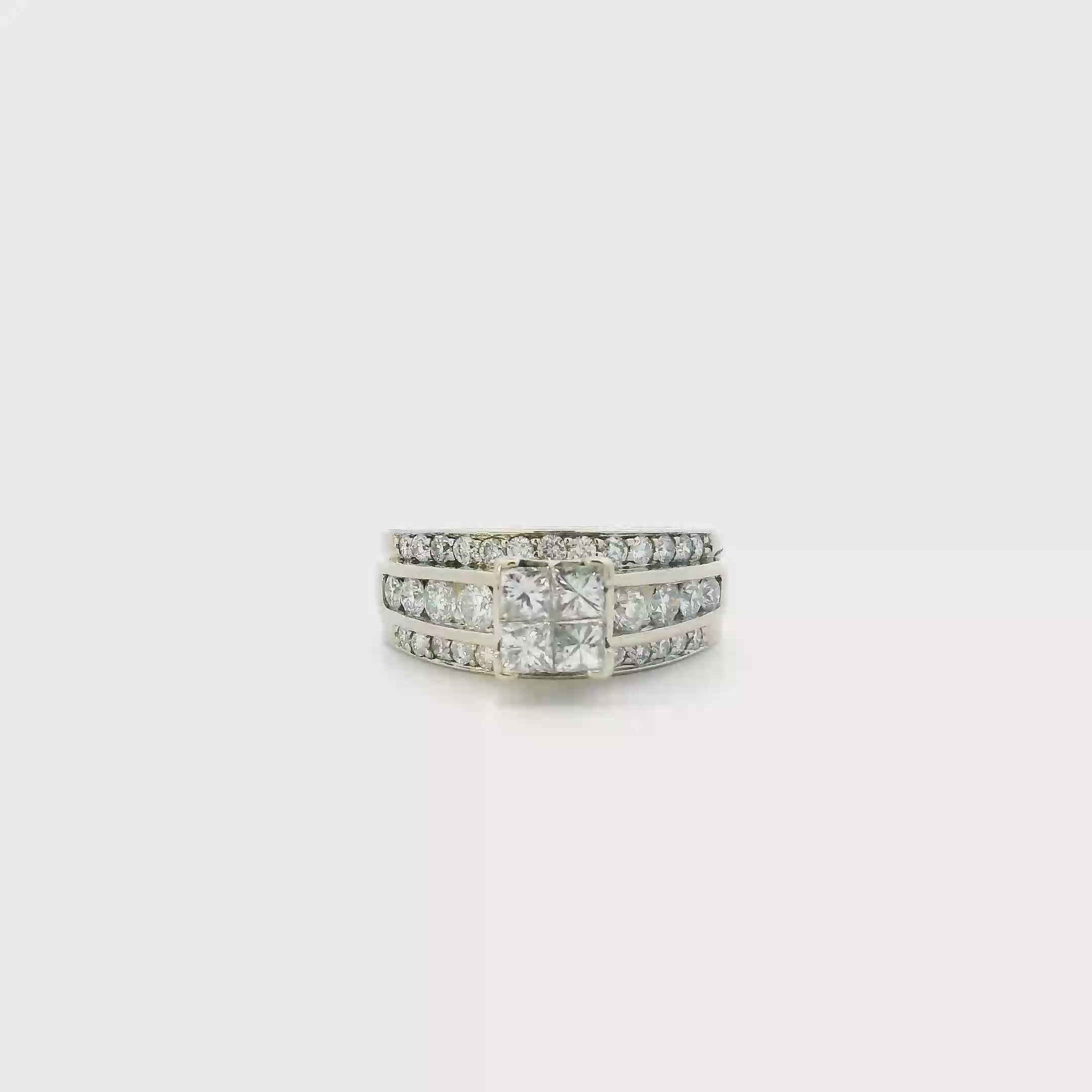 14K White Gold Diamonds 3 Layer Womens Ring - 2.50ct
