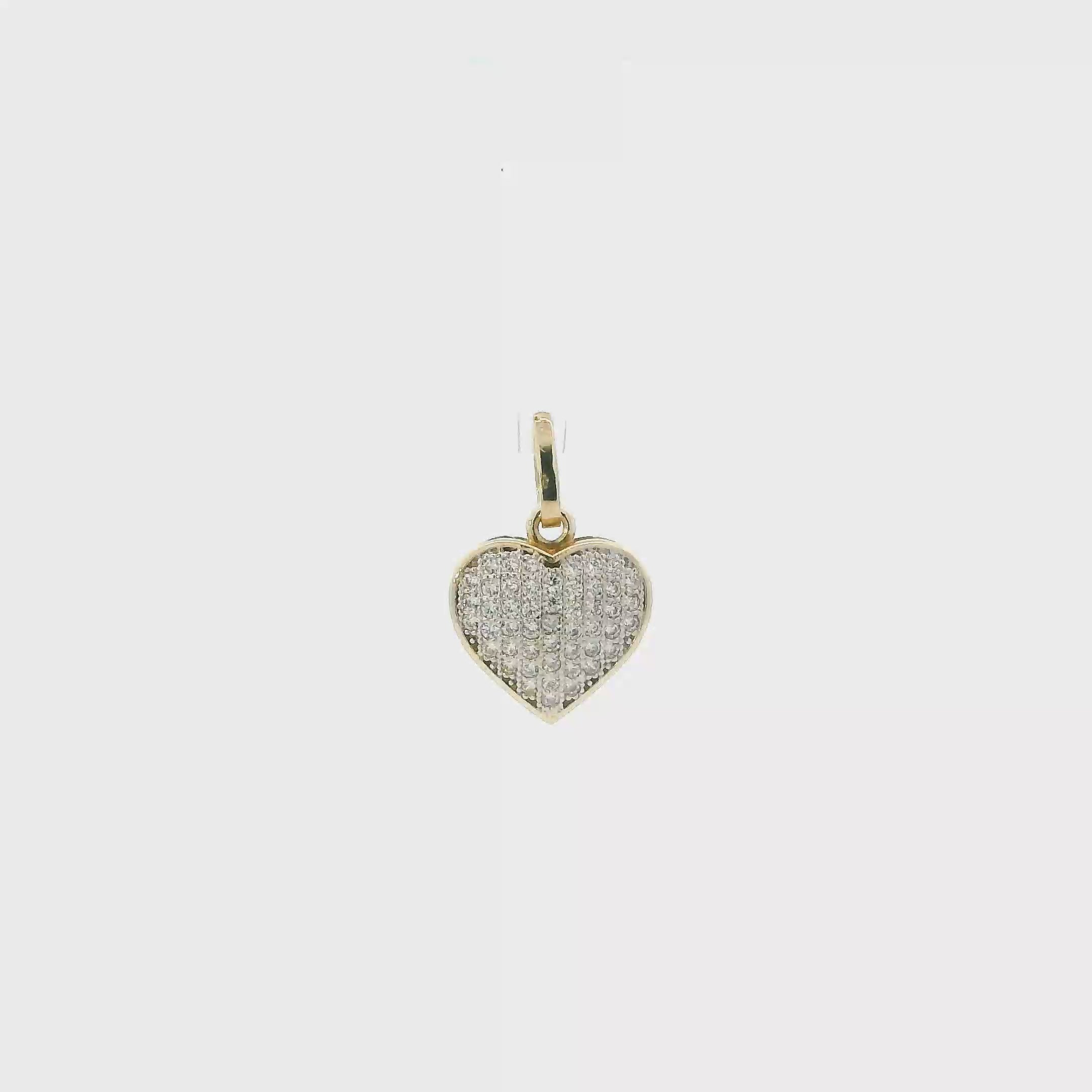 10K Yellow Gold Pave CZ Heart Pendant