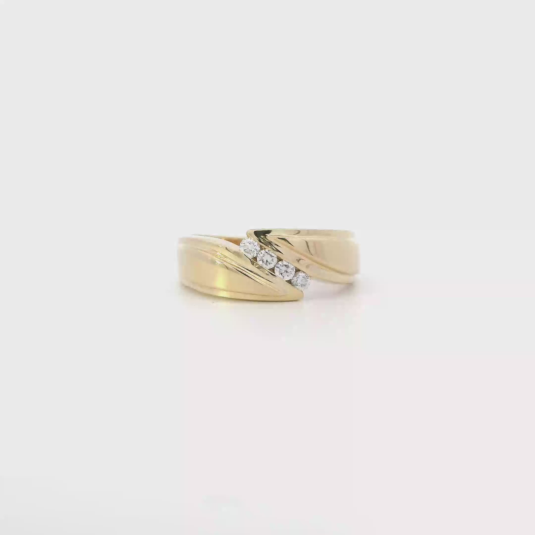 14K Yellow Gold Diamond Mens Ring - 0.20ct