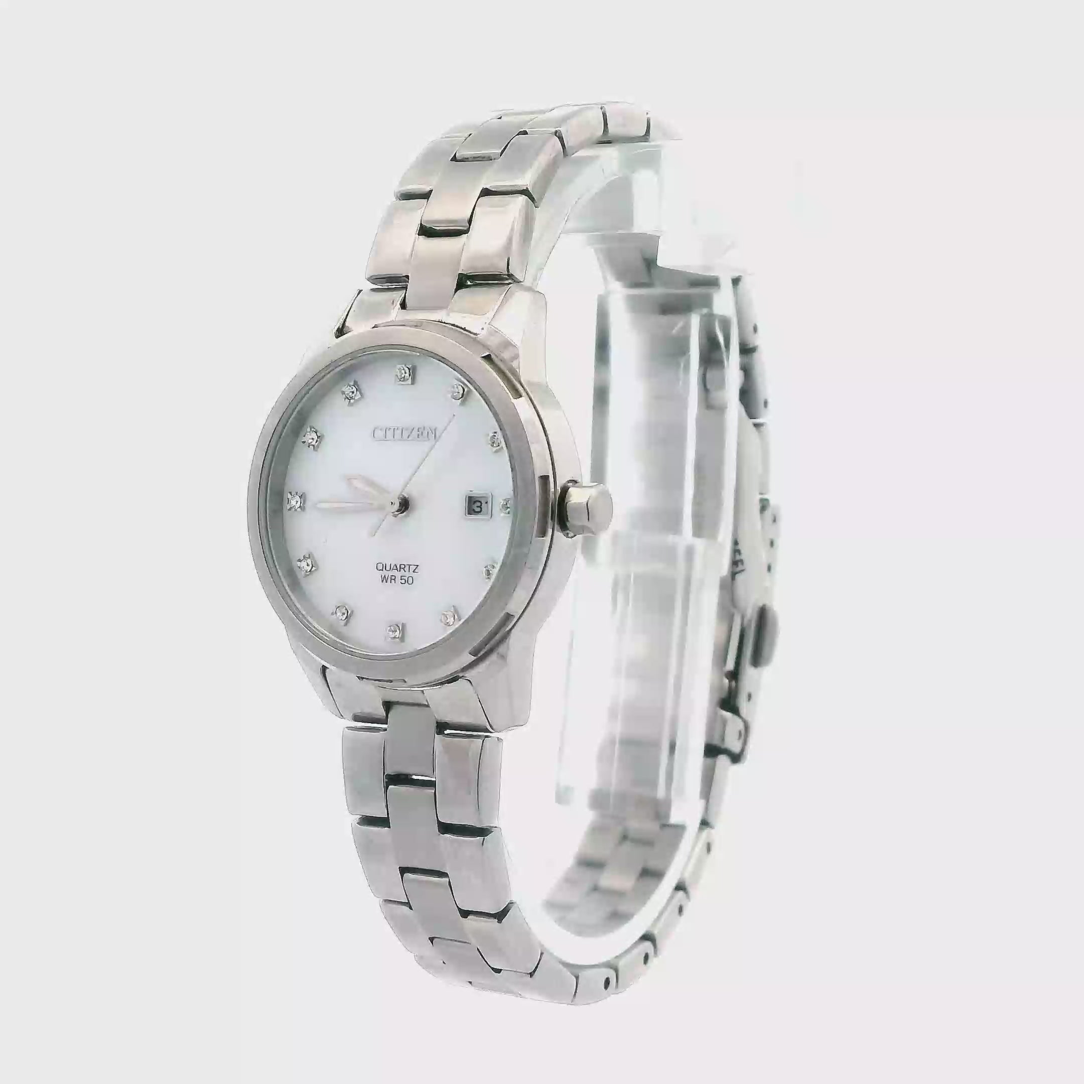 Steel Citizen With Pearl Face Wrist Watch