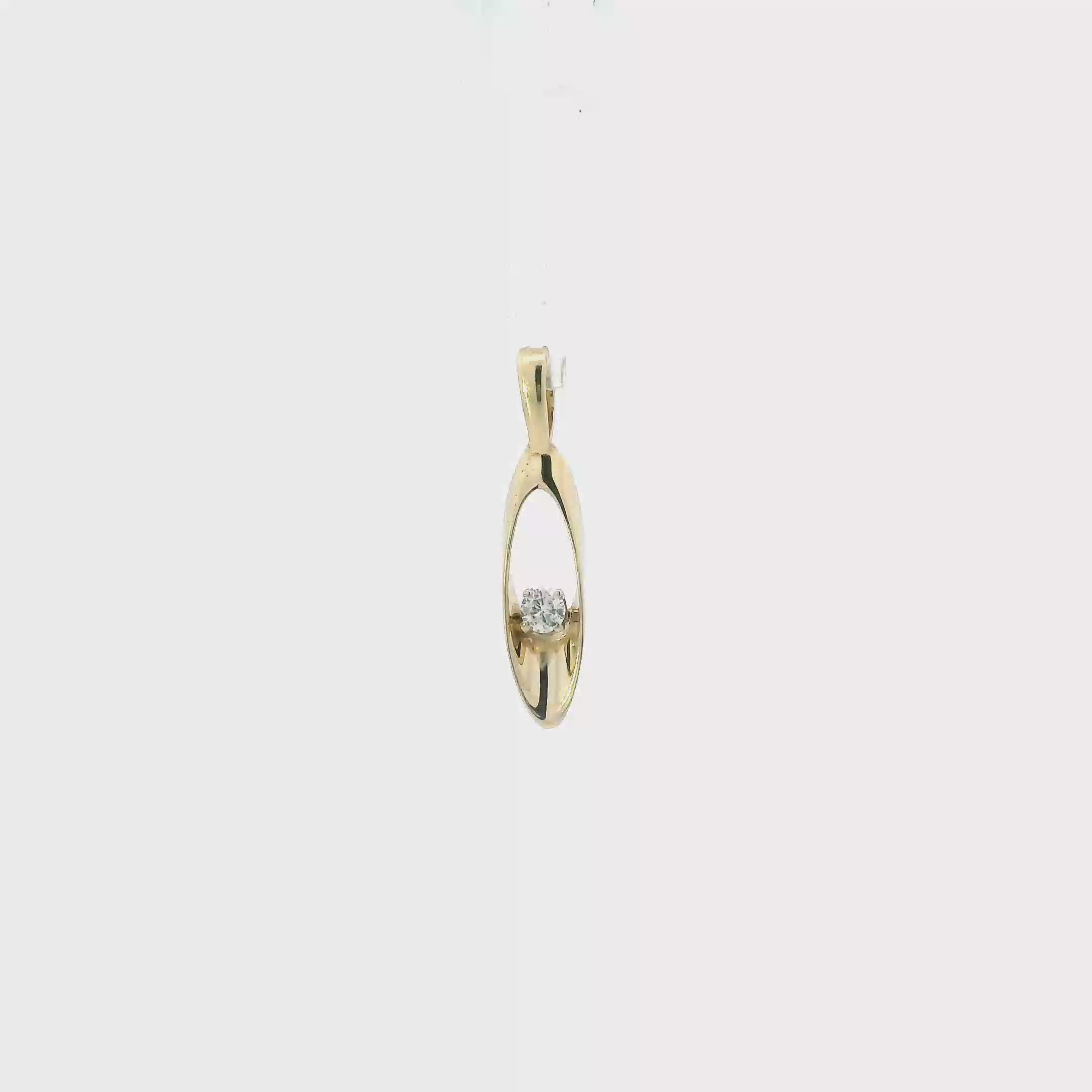 10K Yellow Gold Solitaire Diamond Pendant -0.11ct