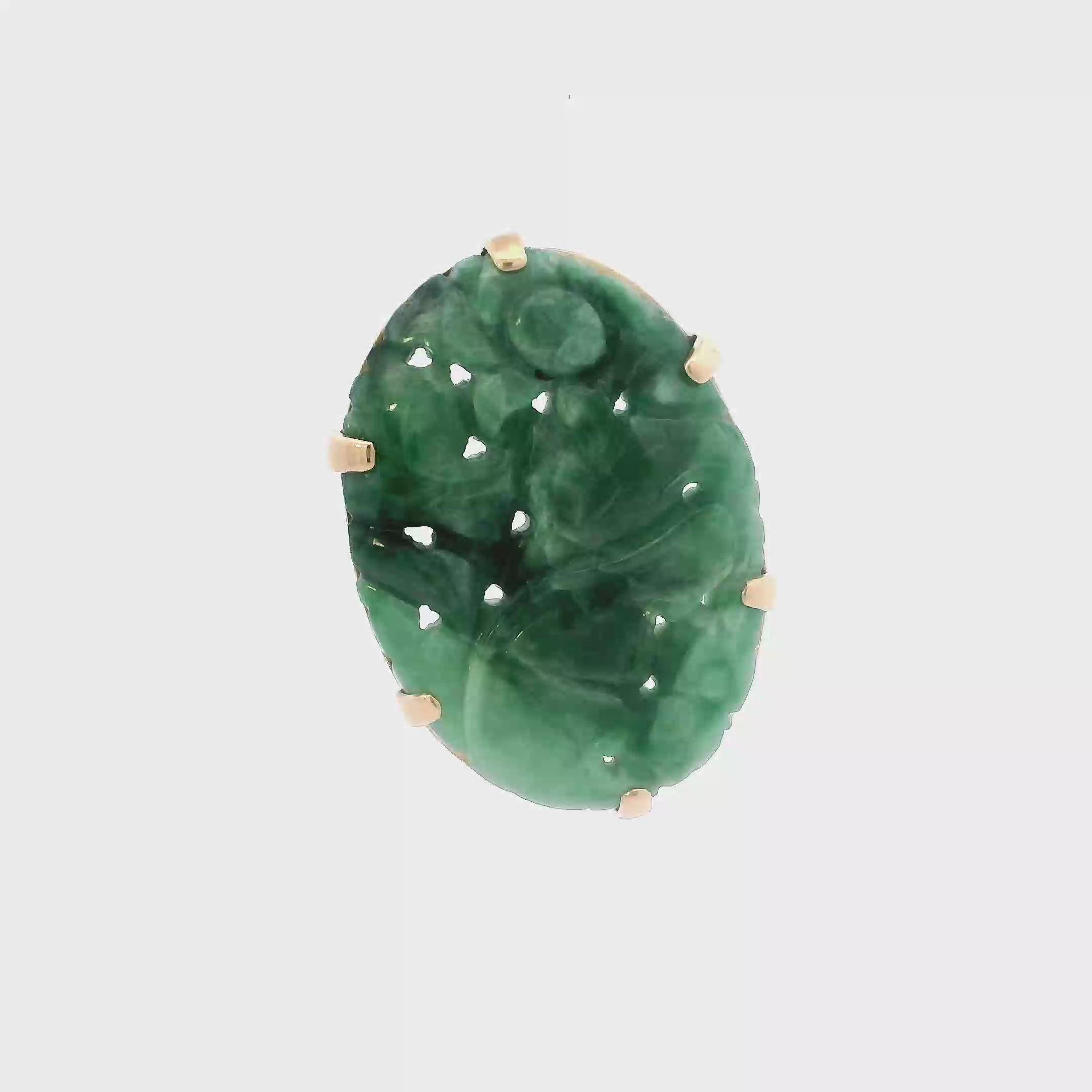 14K Yellow Gold Jade Pin/Pendant