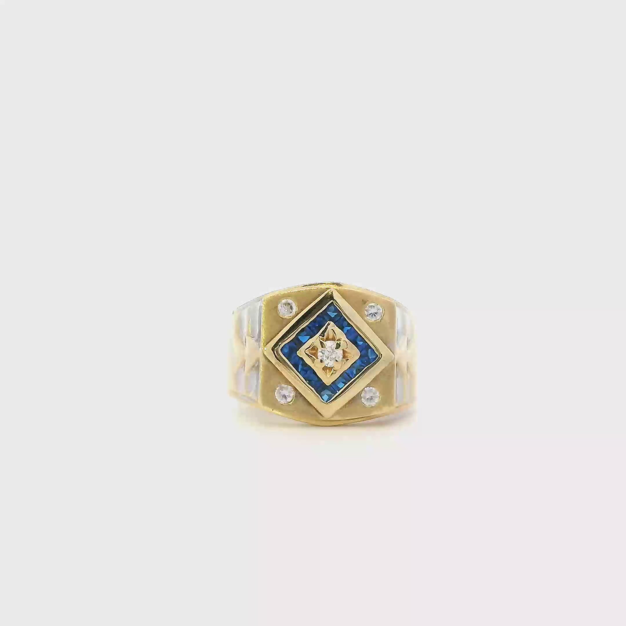 14K Yellow & White Gold Topaz & Cubic Zirconia Ring