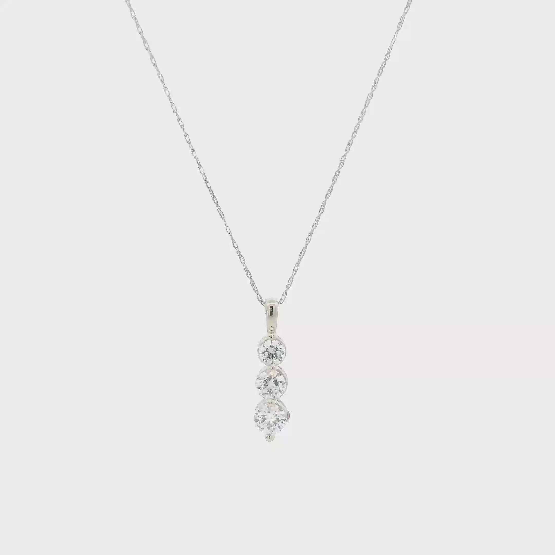 10K White Gold Lab Diamond Pendant & 19