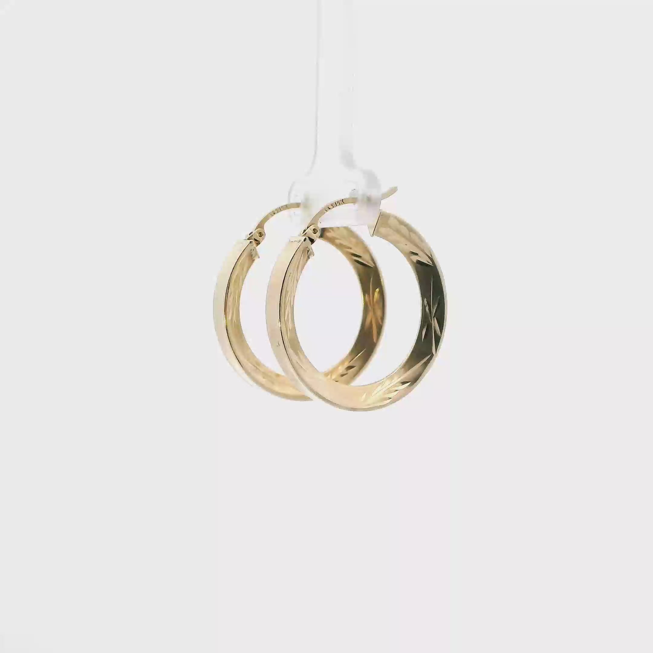 14K Yellow Gold Wheat Design Hoop Earrings