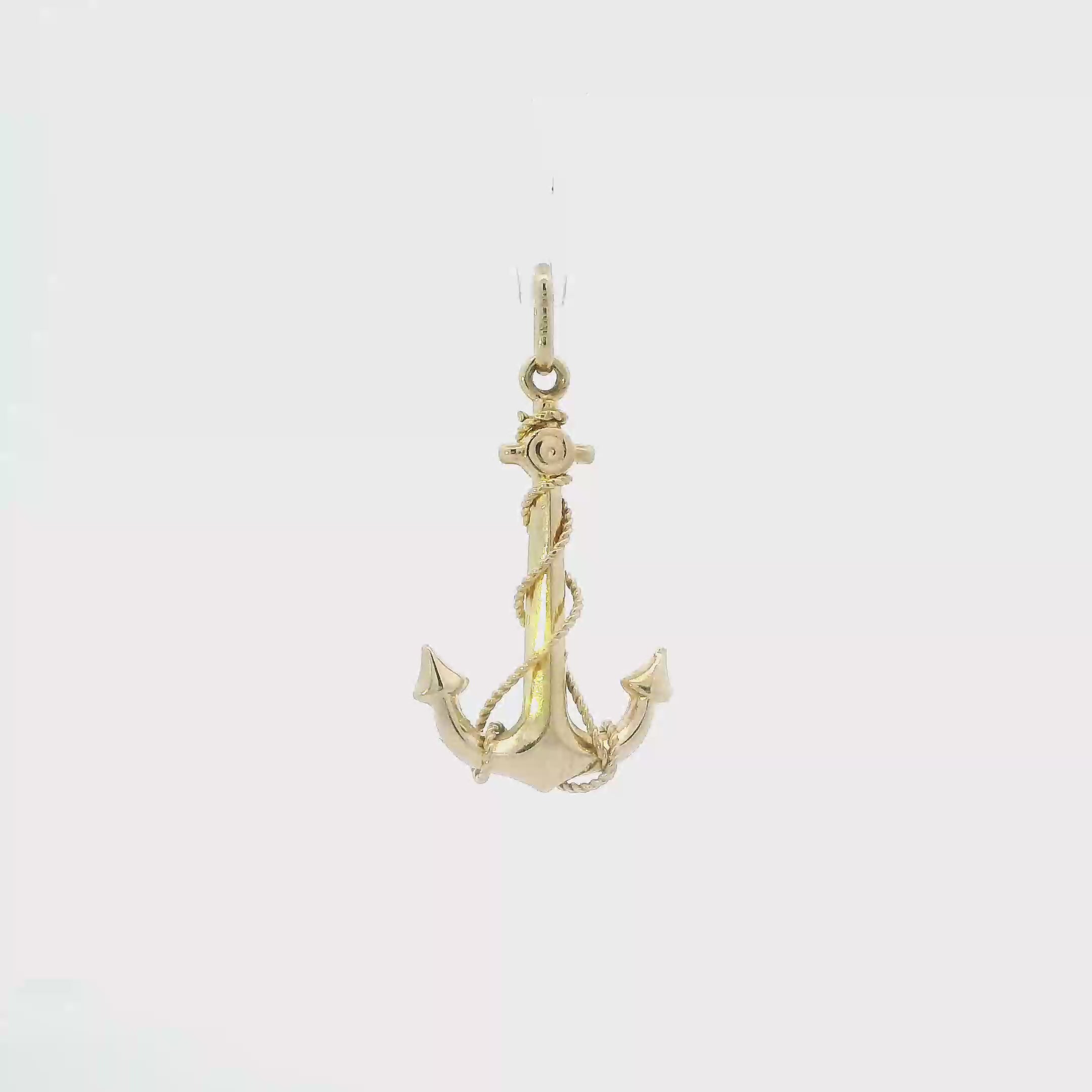 14K Yellow Gold Anchor Pendant