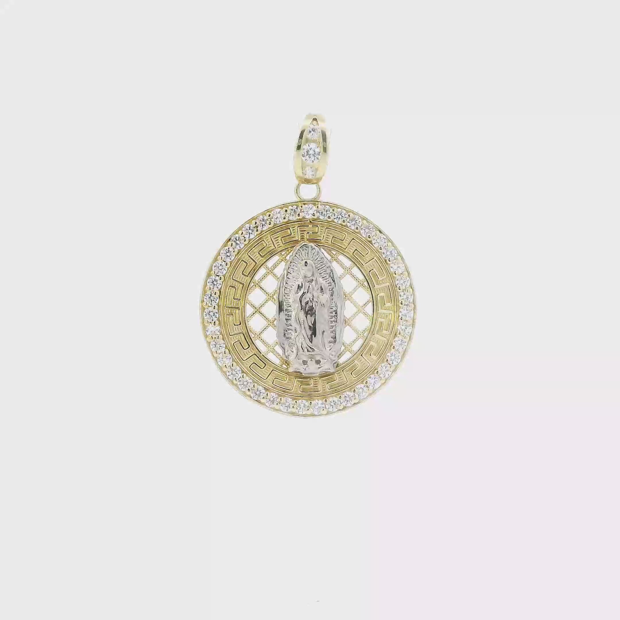10K Yellow & White Gold Religious Greek Design Pendant