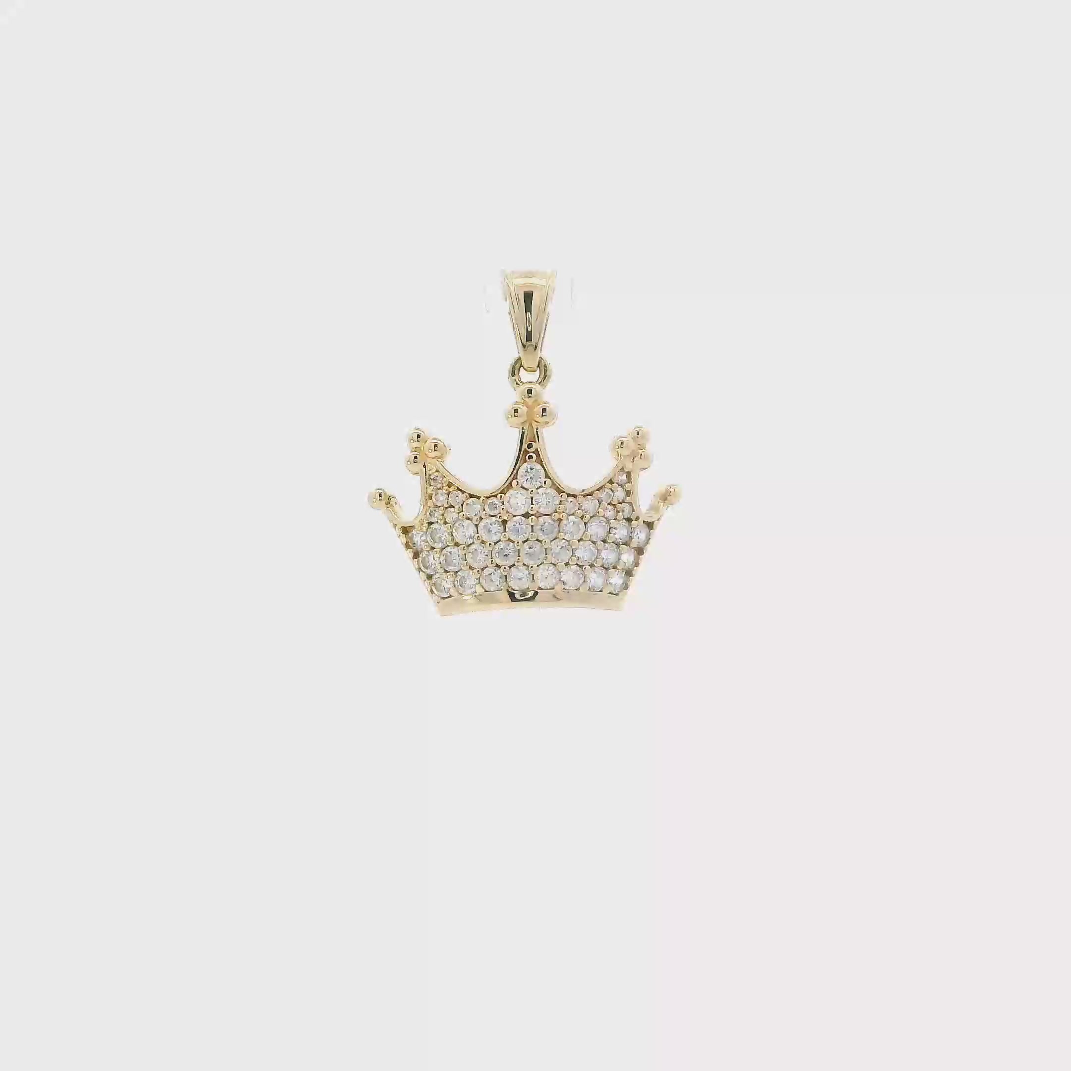 14K Yellow Gold Cz Crown Pendant