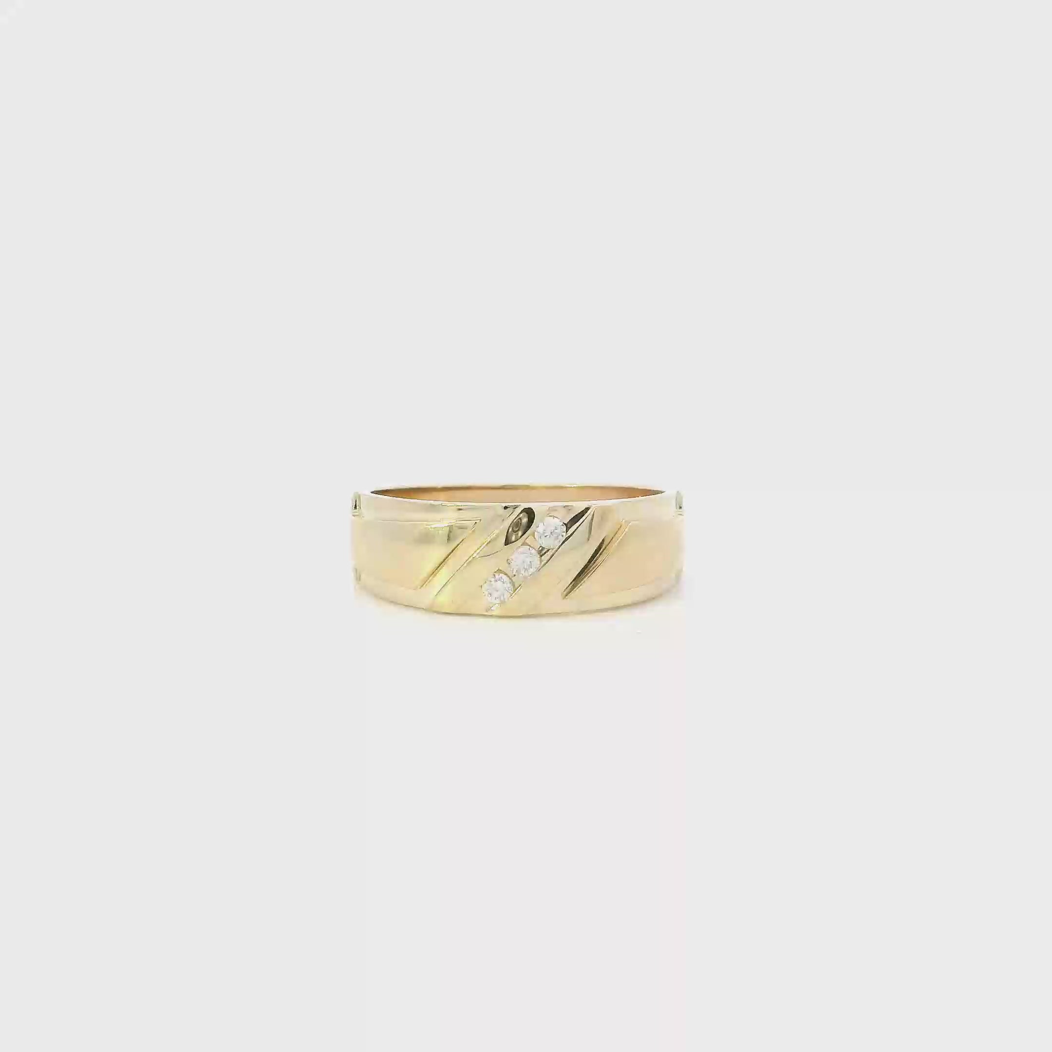 14K Yellow Gold Diamond Mens Ring - 0.10ct