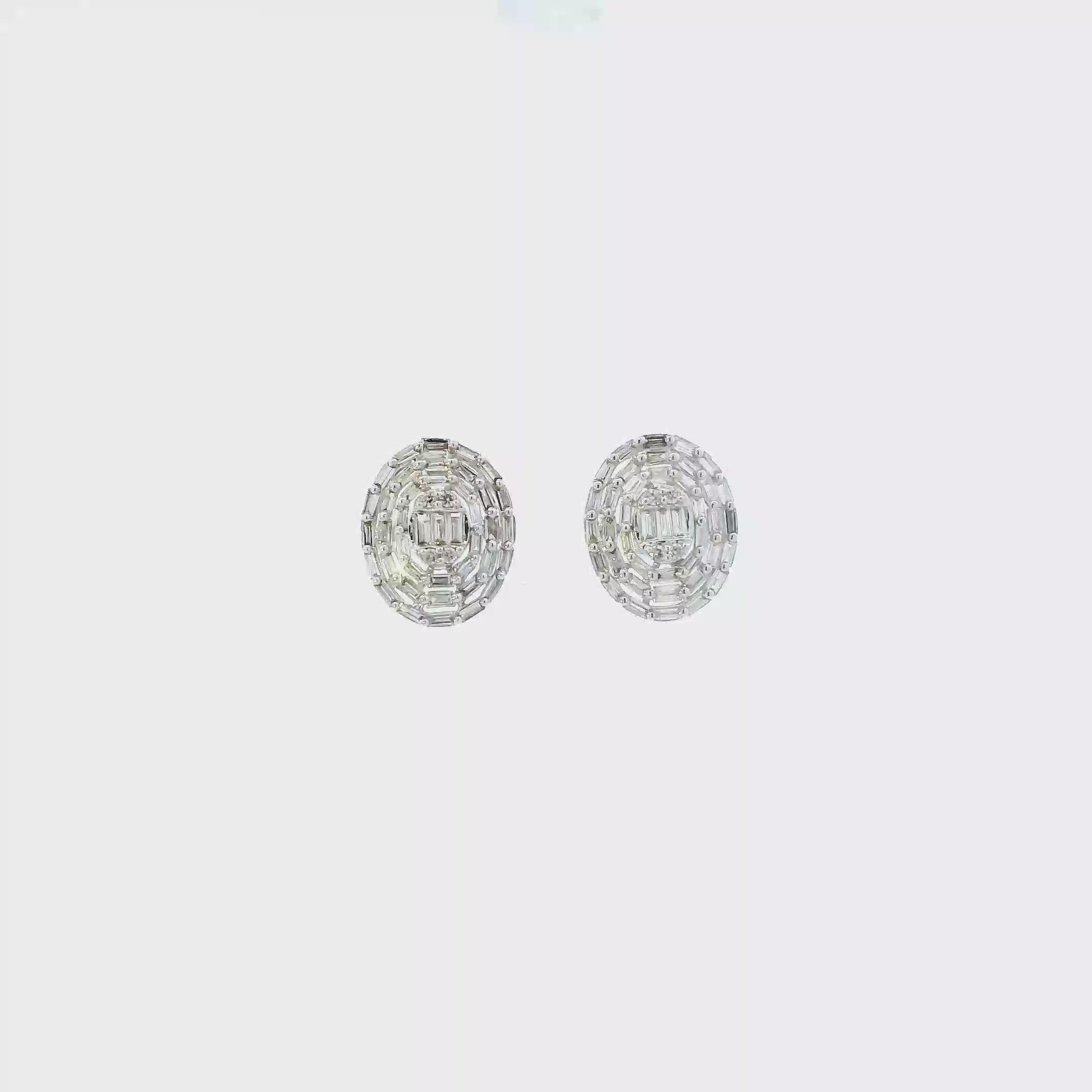 18K White Gold Diamond Oval Earrings - 0.50ct