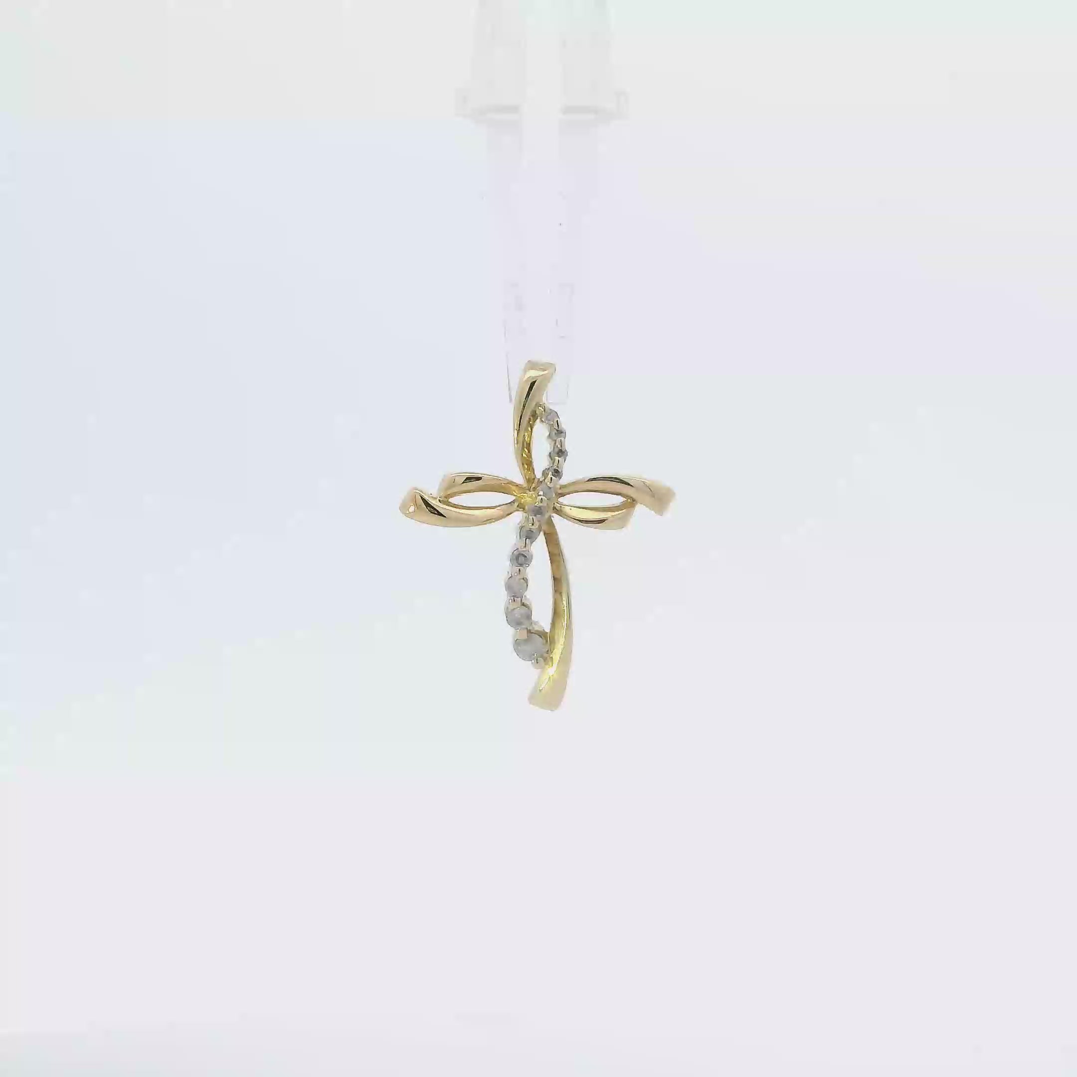 10K Yellow Gold Diamond Cross Pendant - 0.12ct