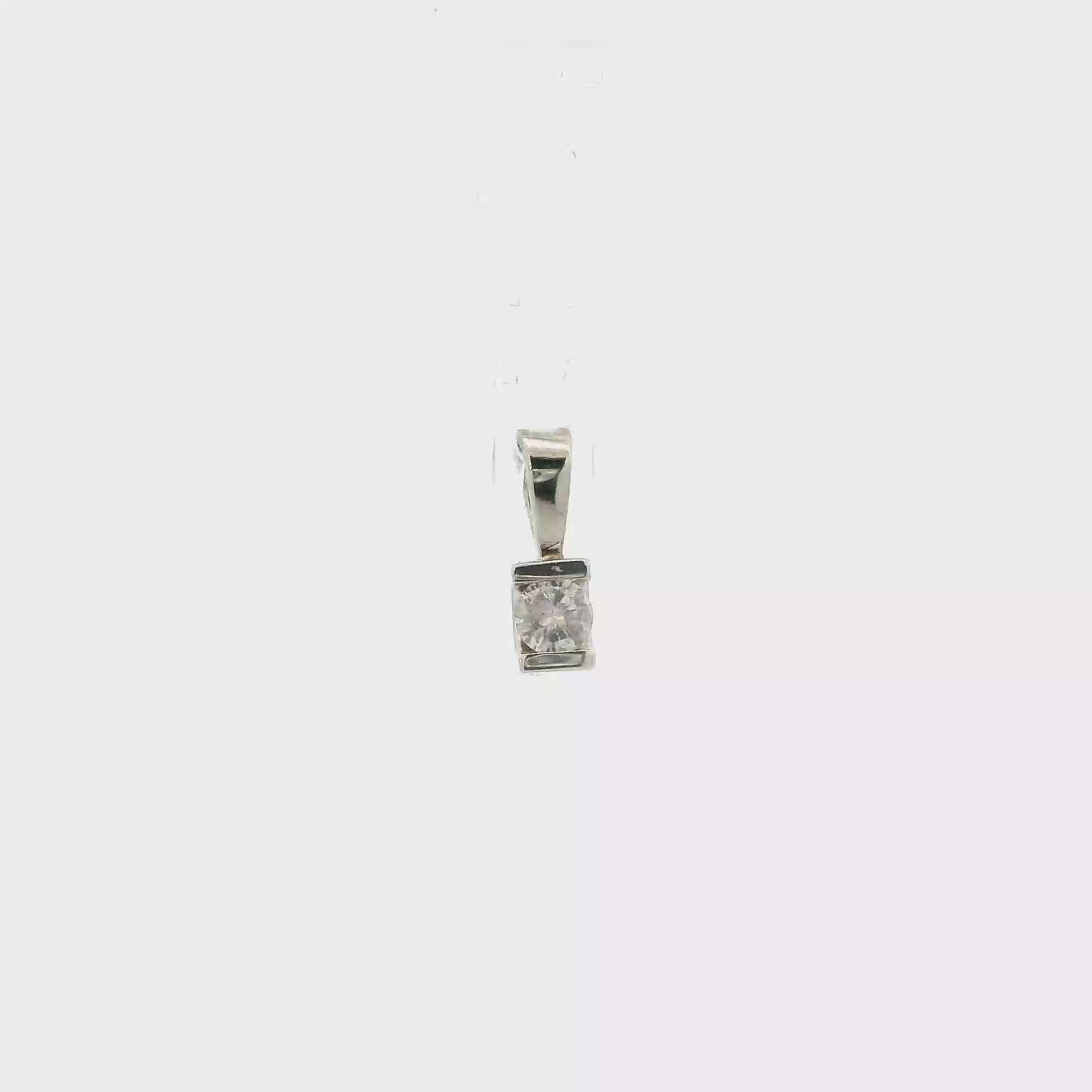 10K White Gold Solitaire Diamond Pendant - 0.20ct