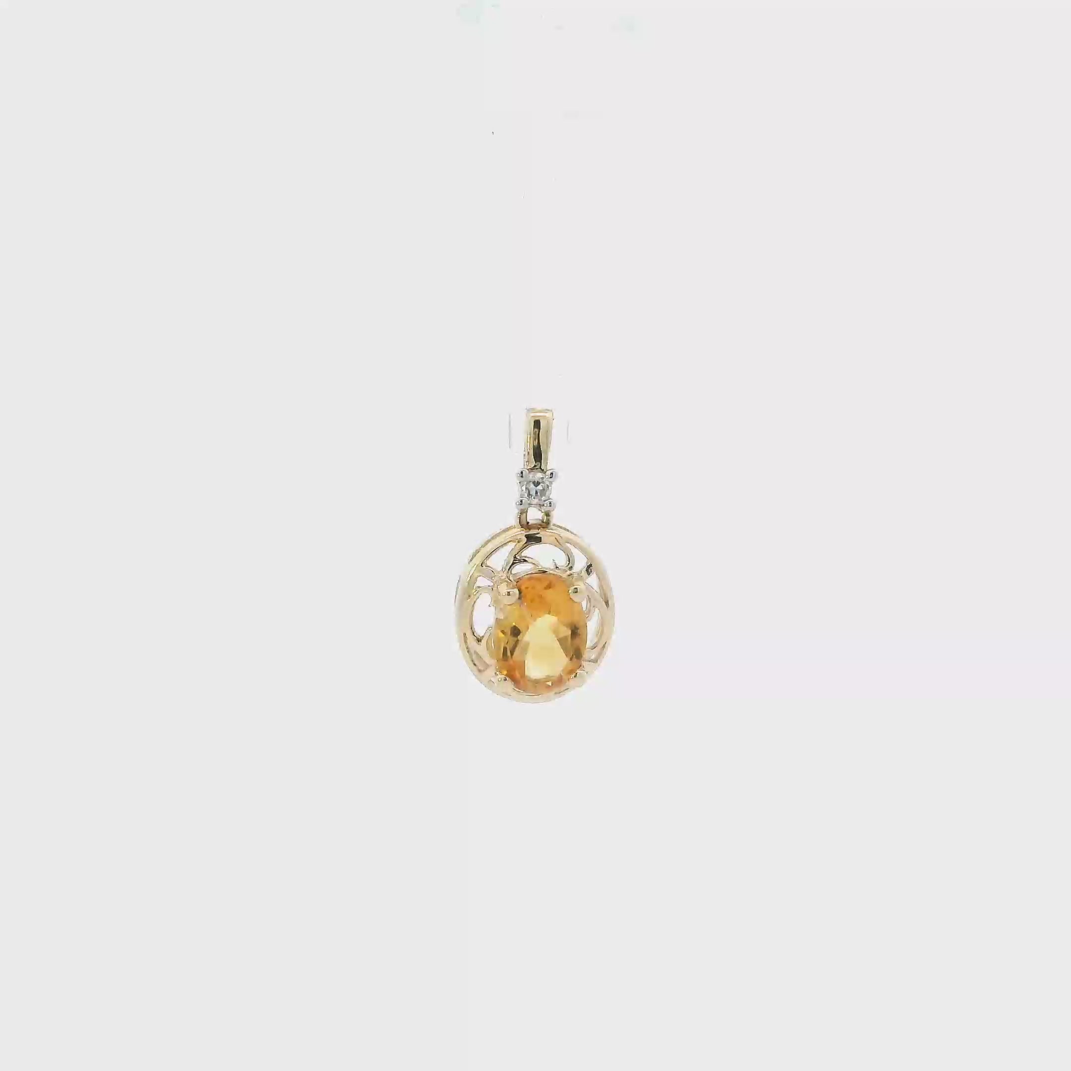 10K Yellow Gold Oval Citrine Pendant
