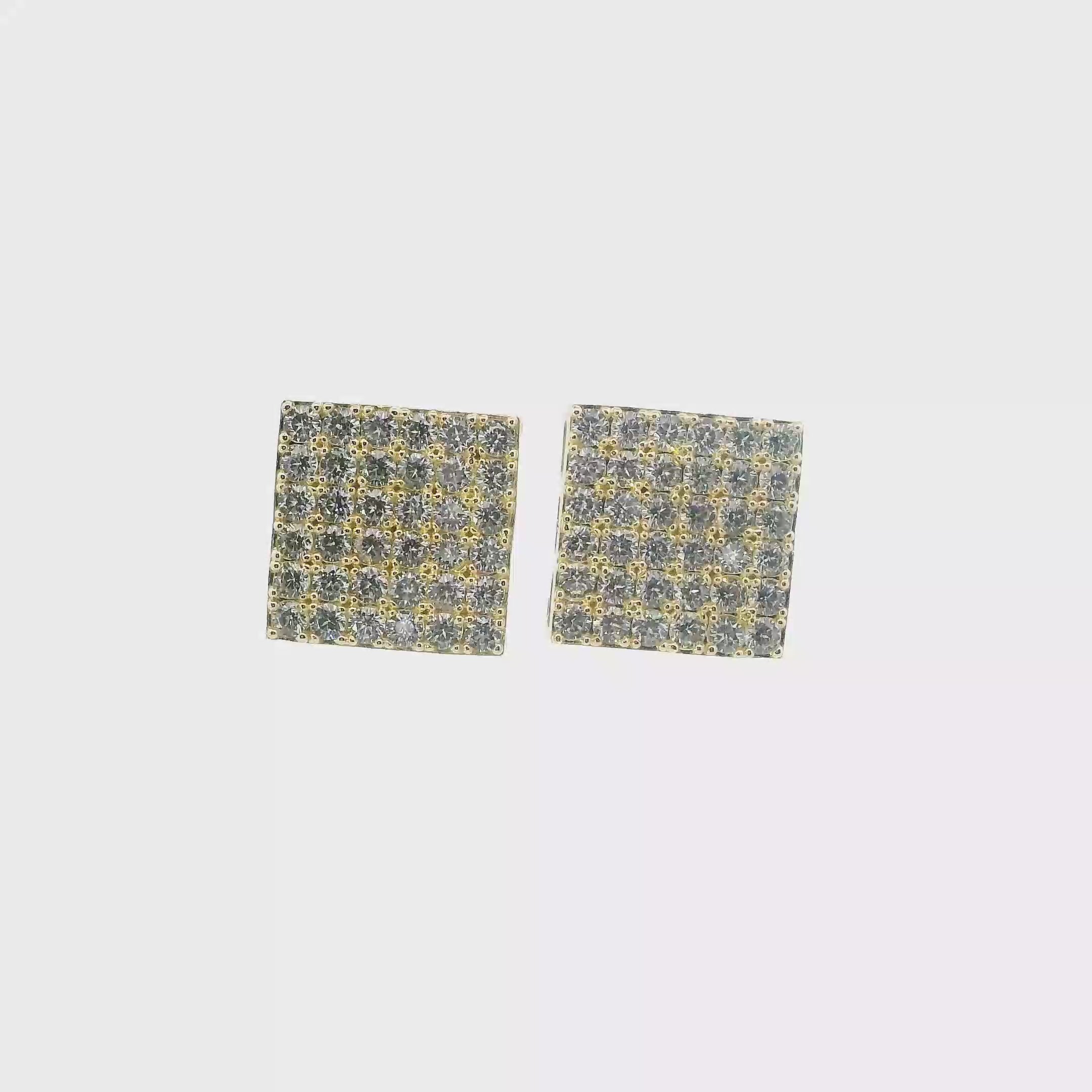 10K Yellow Gold CZ Square Stud Earrings
