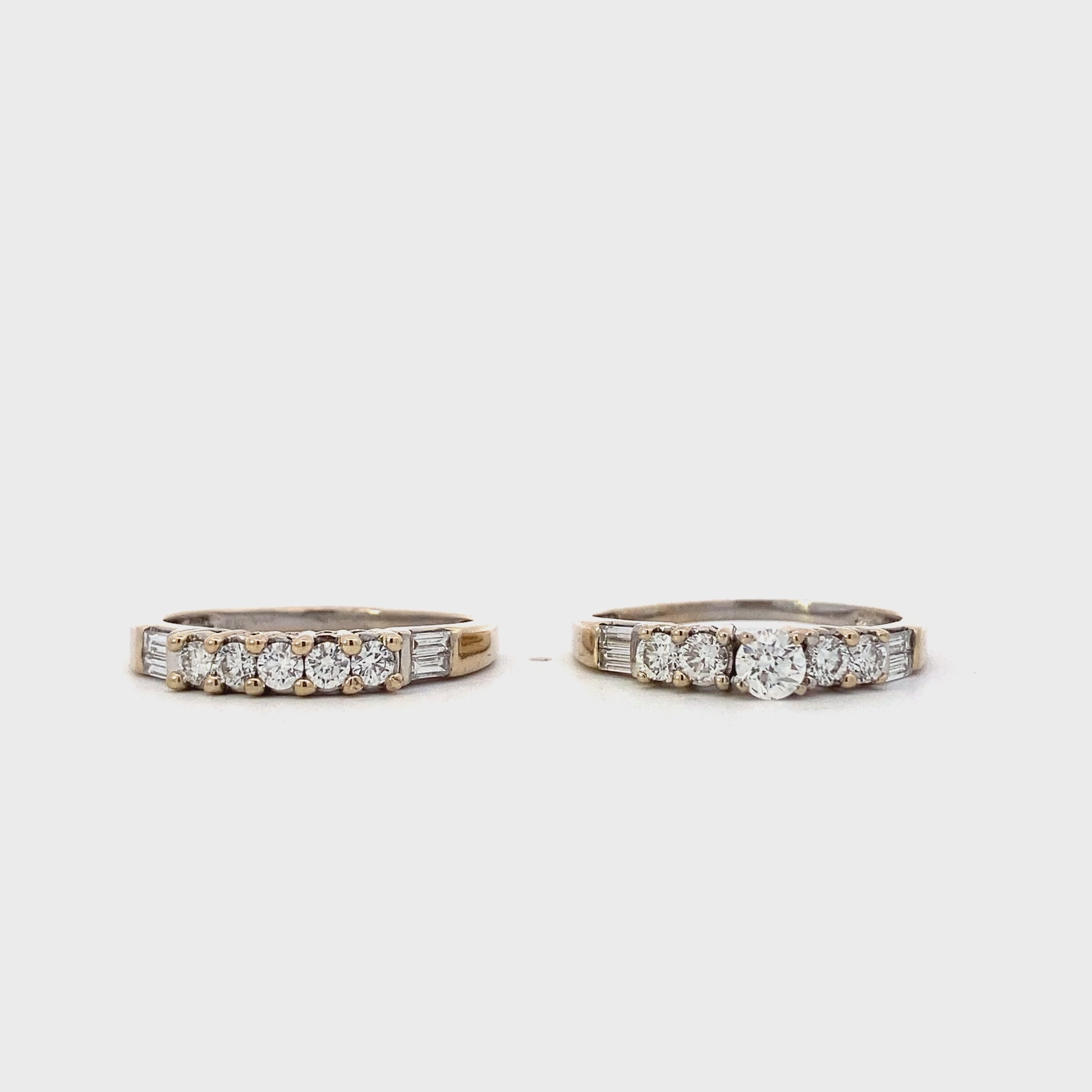 18K White Gold Diamond Engagement & Wedding Ring Set - 1.01ct