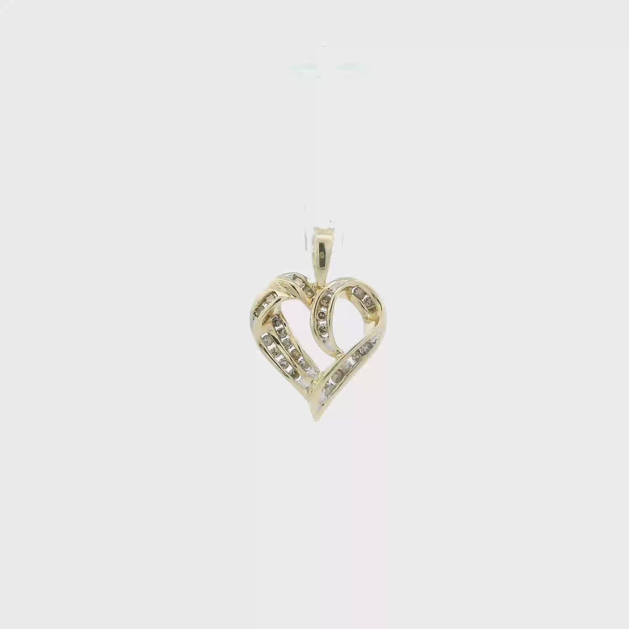 10K Yellow Gold Diamond Heart Pendant