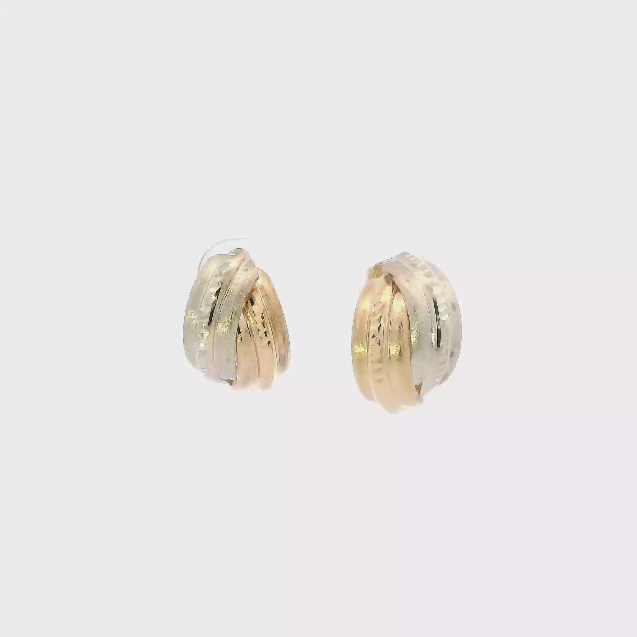 10K Yellow Gold Diamond Cut Interlocking Earrings