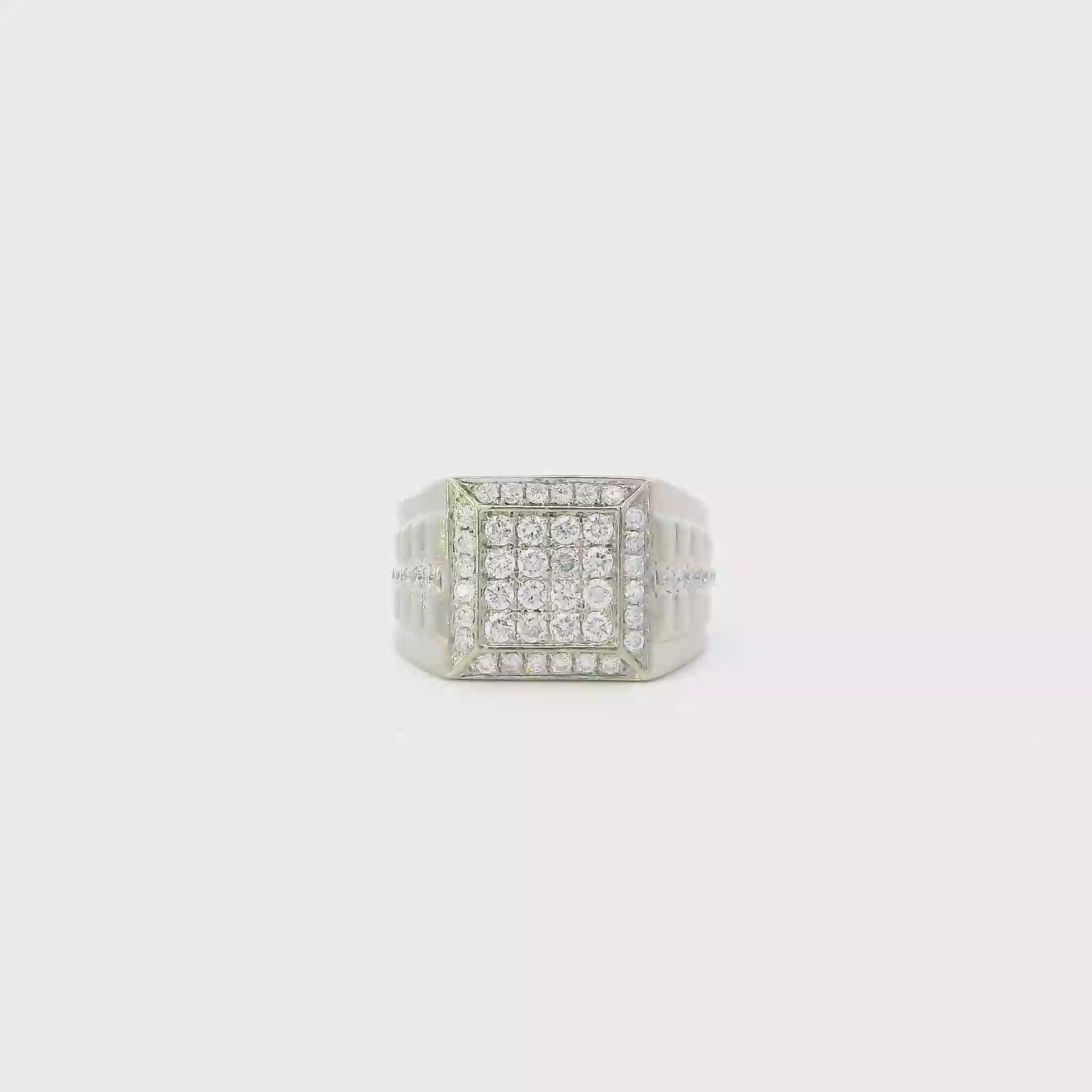 10K White Gold Rolex Diamond Mens Ring - 0.99ct