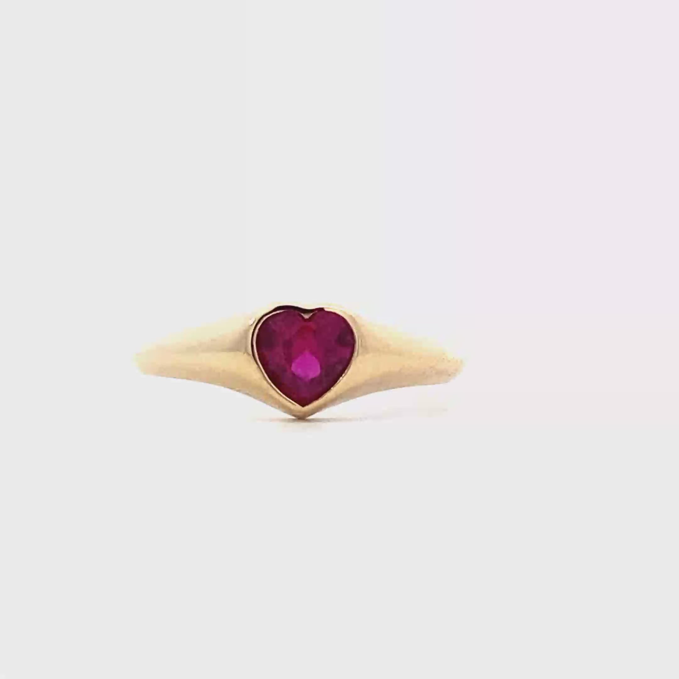 14K Yellow Gold Ruby Heart Women's Ring