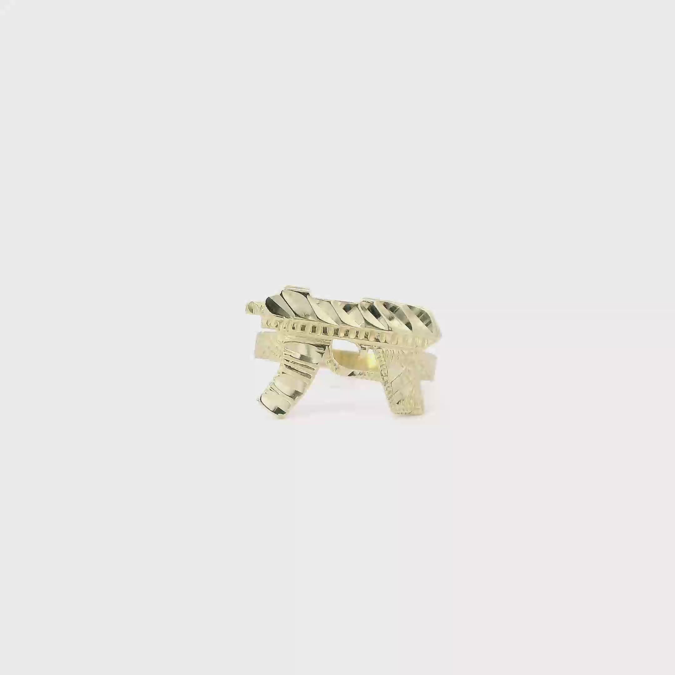 10K Yellow Gold Diamond Cut Rifle Ring