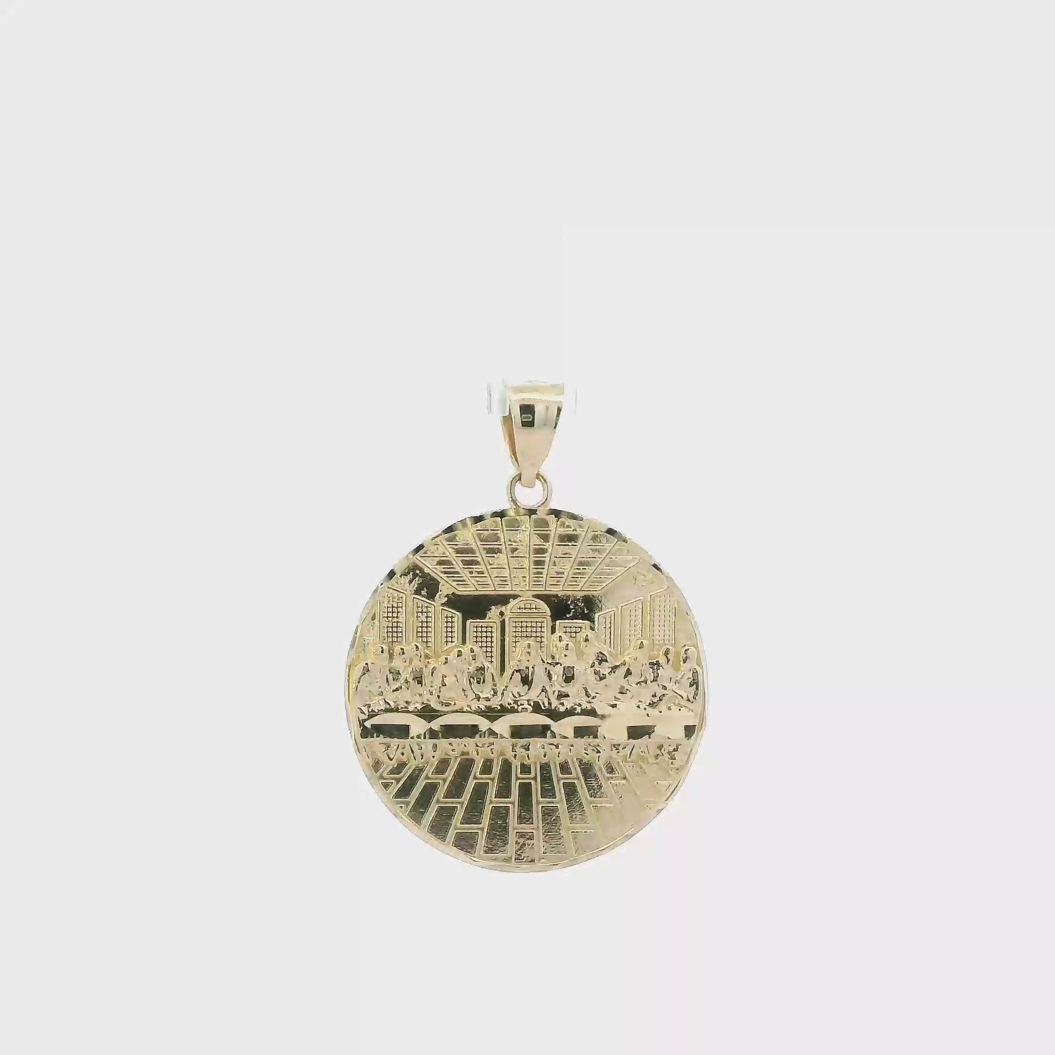 10K Yellow Gold Diamond Cut Last Supper Pendant