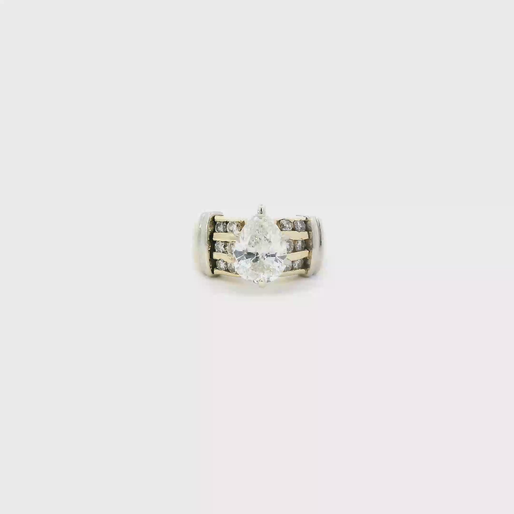 14K Yellow & White Gold Diamond  Adjustable Womens Ring - 2.22ct