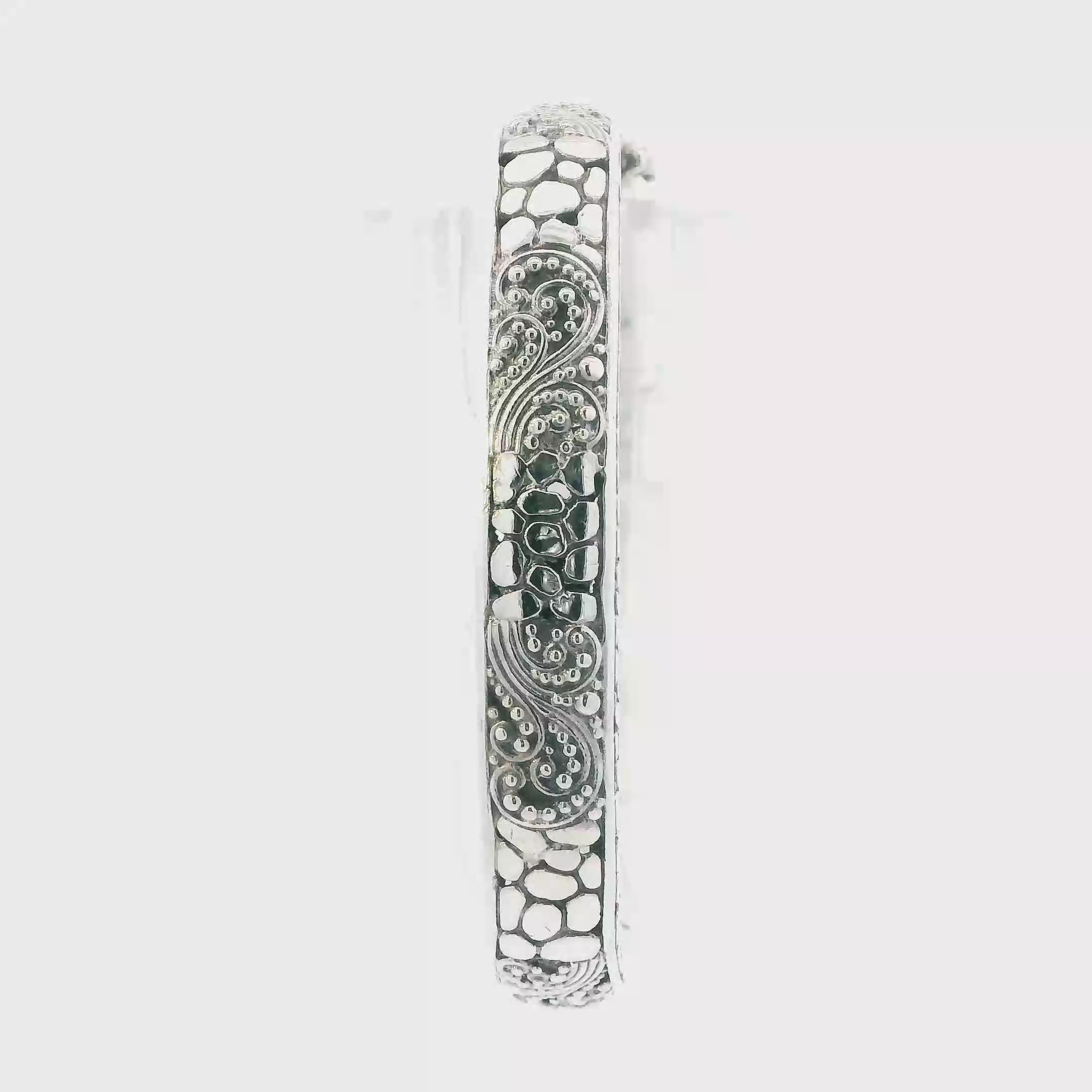 Sarda Sterling Silver Filigree Bali Hinged Bracelet