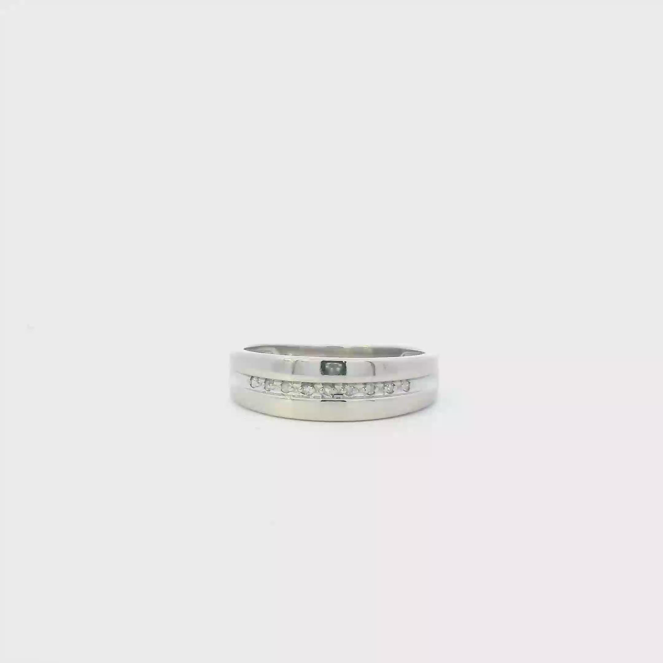 10K White Gold Diamonds Mens Ring - 0.05ct