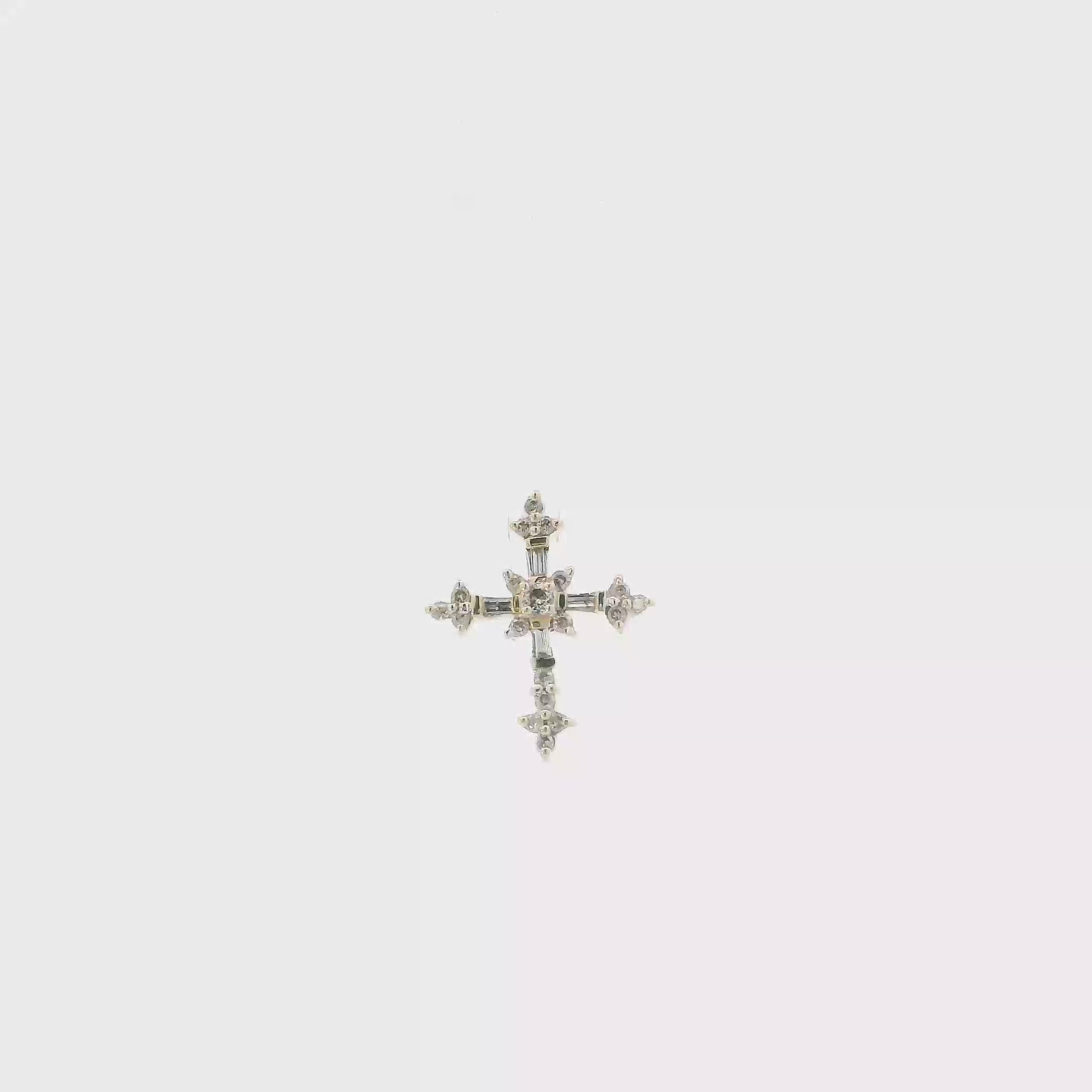 14K Yellow Gold Diamond Cross Pendant