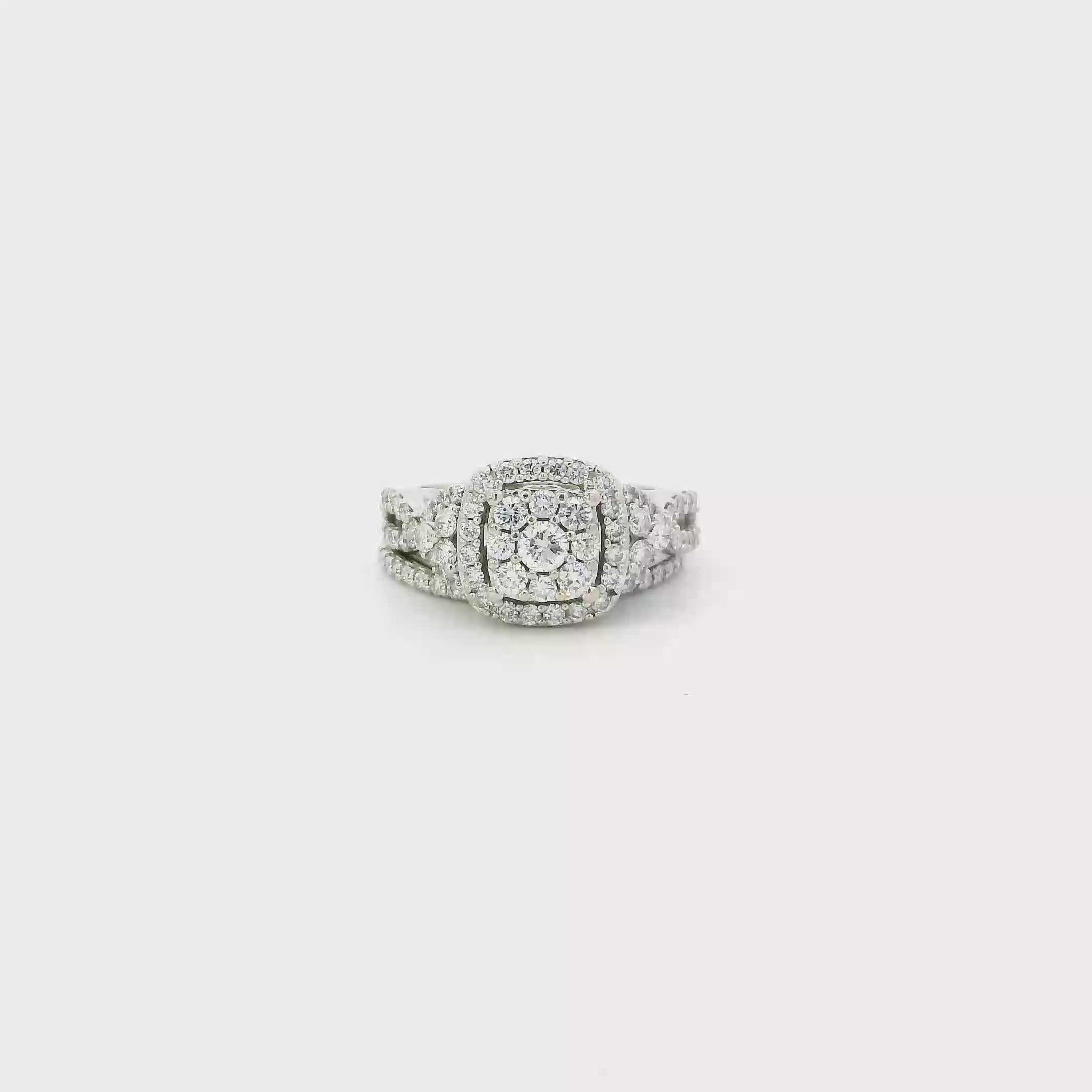10K White Gold Lab Grown Diamond Womens Engagement & Wedding Ring Set - 1.30ct