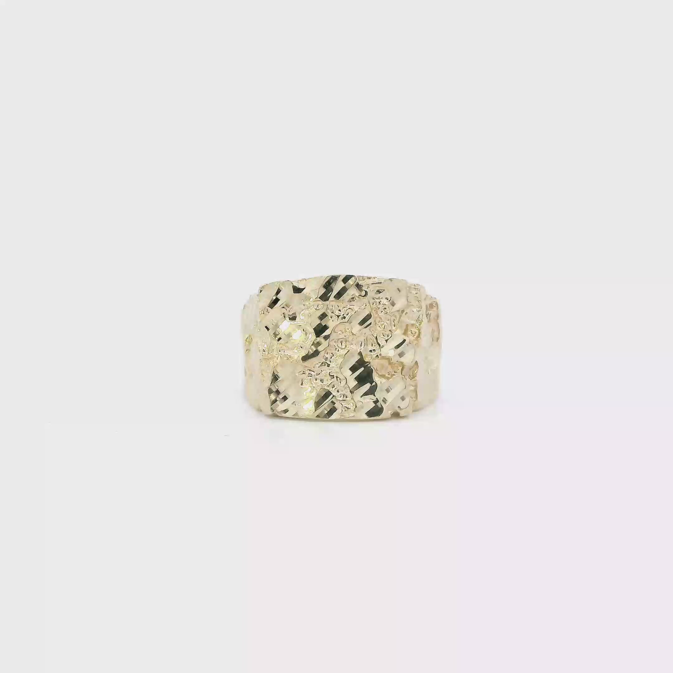 14K Yellow Gold Nugget Mens Ring