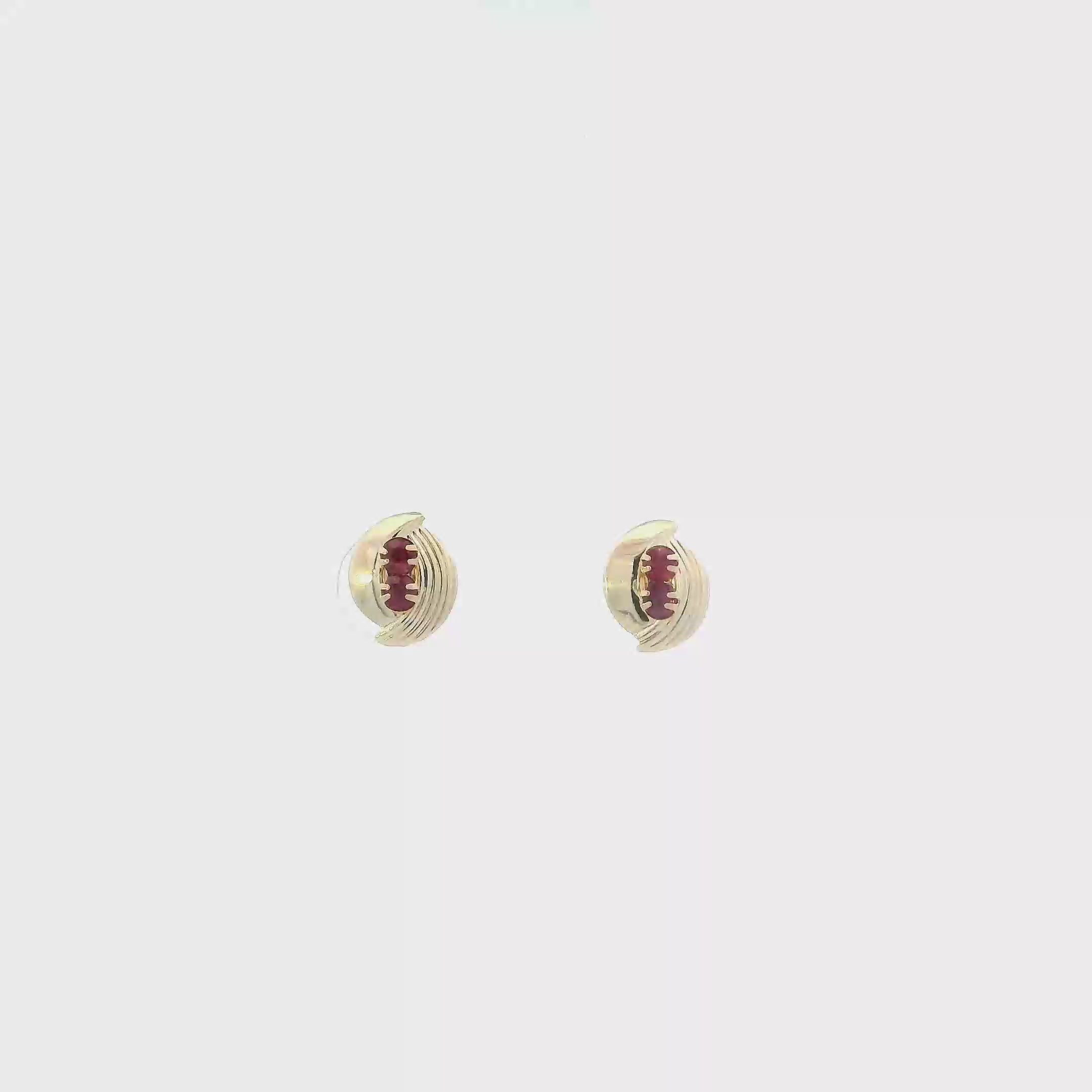 14K Yellow Gold Ruby Stud Earrings