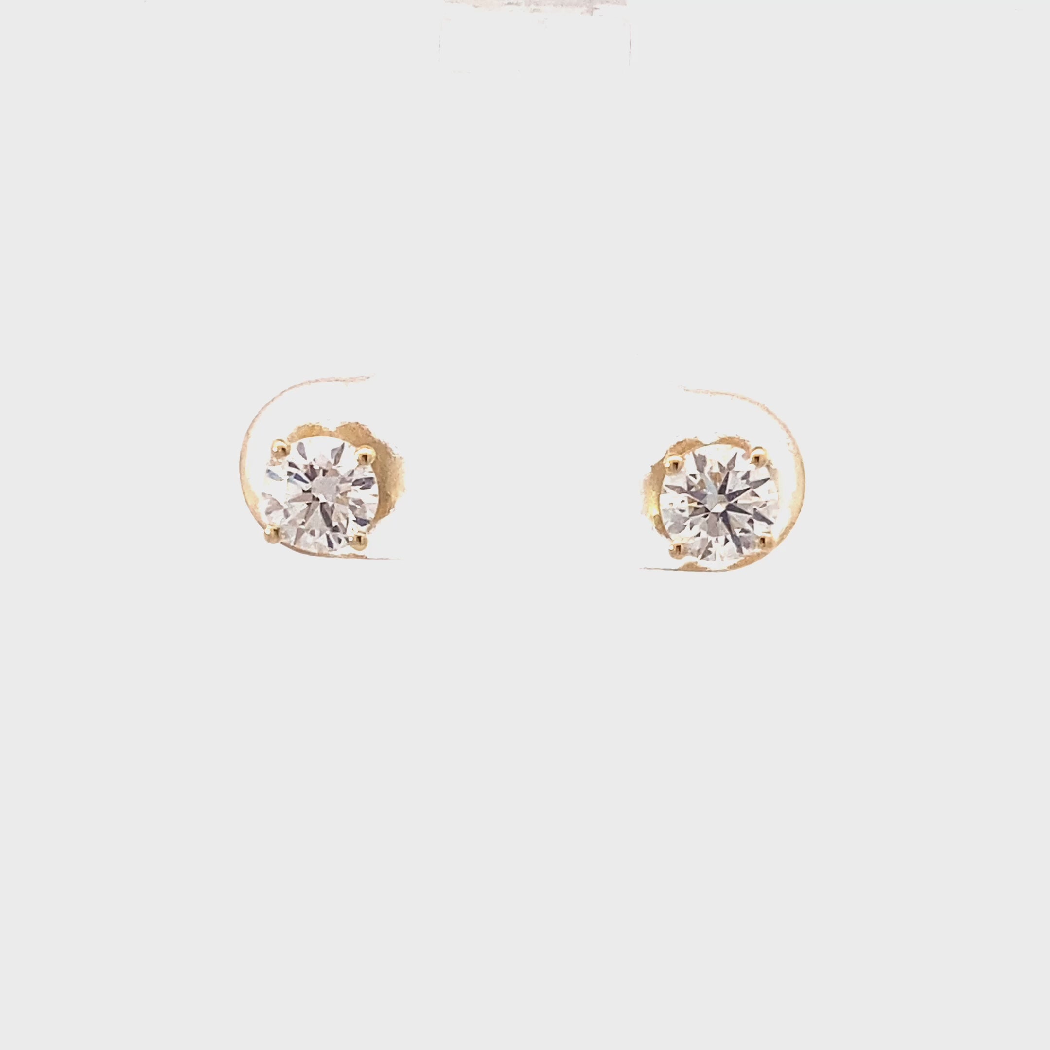 14K Yellow Gold Lab Grown Diamond Earrings - 1.0 ct