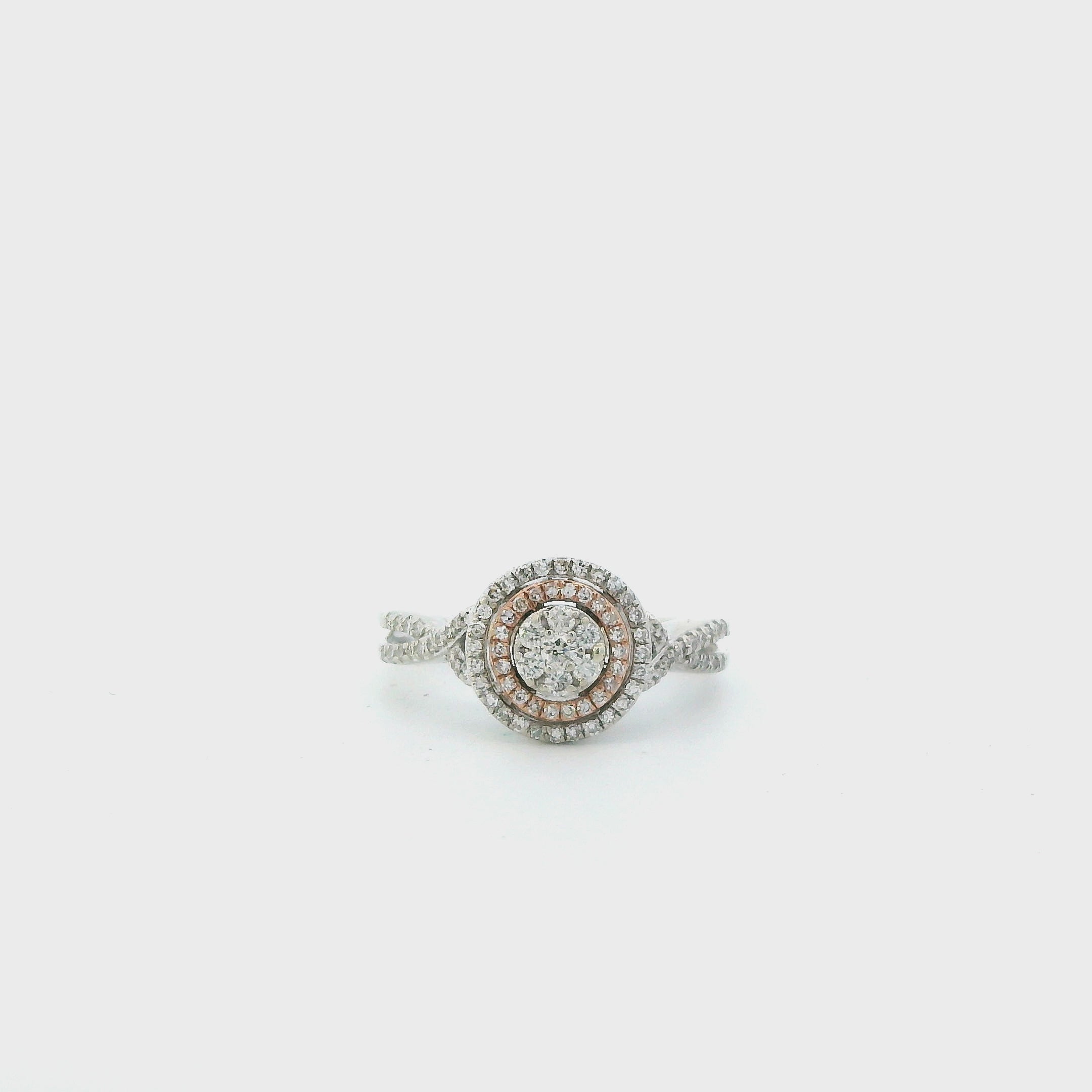 10K White & Rose Gold Women's Diamond Ring - 0.11ct